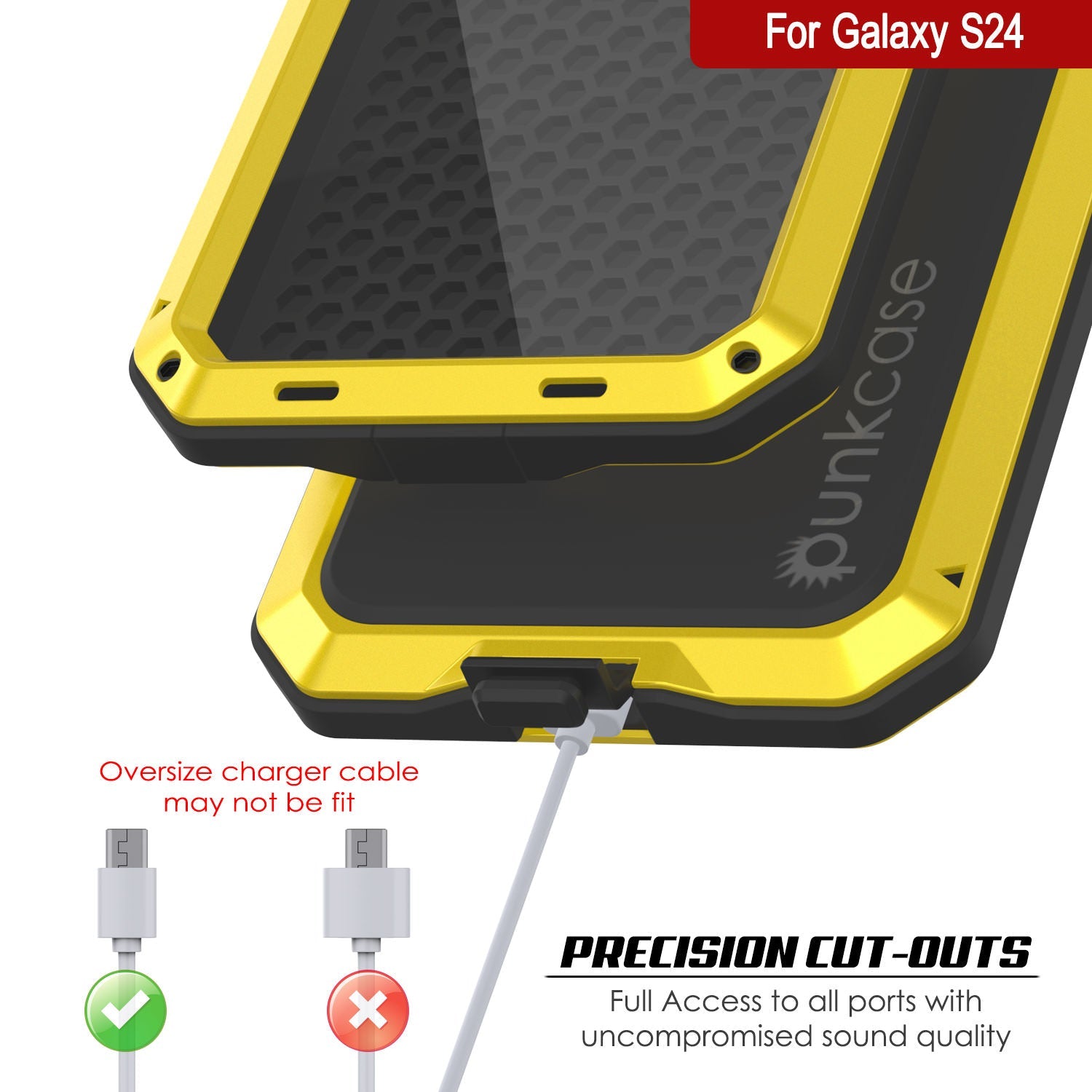 Galaxy S24 Metal Case, Heavy Duty Military Grade Armor Cover [shock proof] Full Body Hard [Yellow]