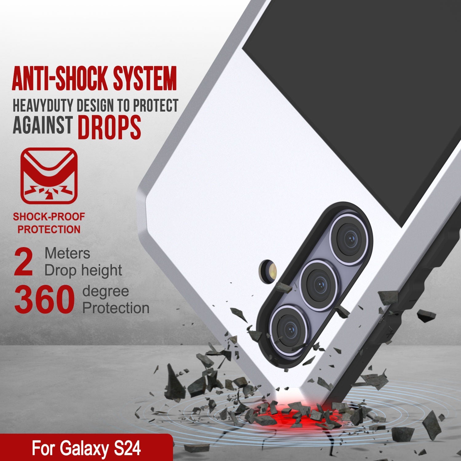 Galaxy S24 Metal Case, Heavy Duty Military Grade Armor Cover [shock proof] Full Body Hard [White]