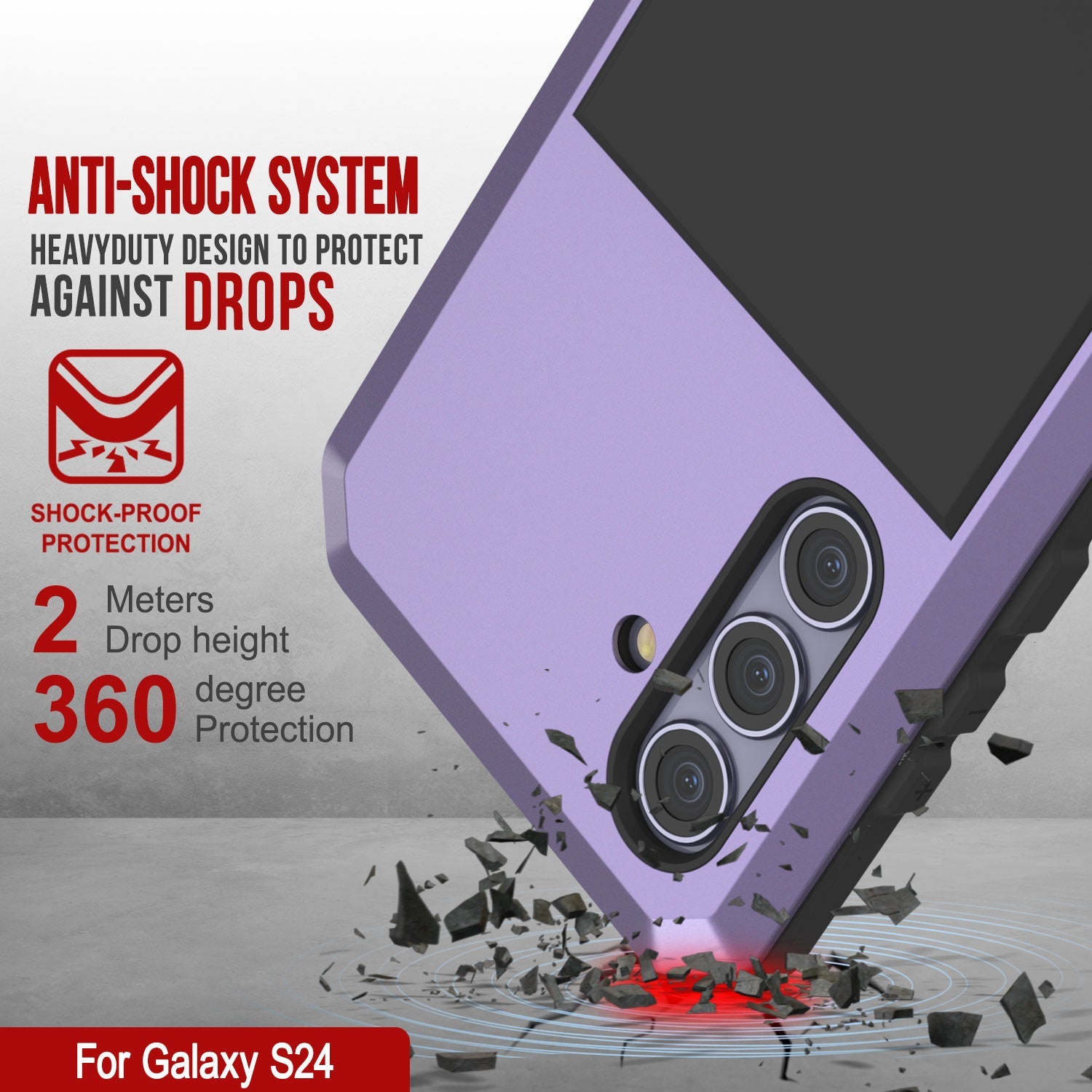 Galaxy S24 Metal Case, Heavy Duty Military Grade Armor Cover [shock proof] Full Body Hard [Purple]