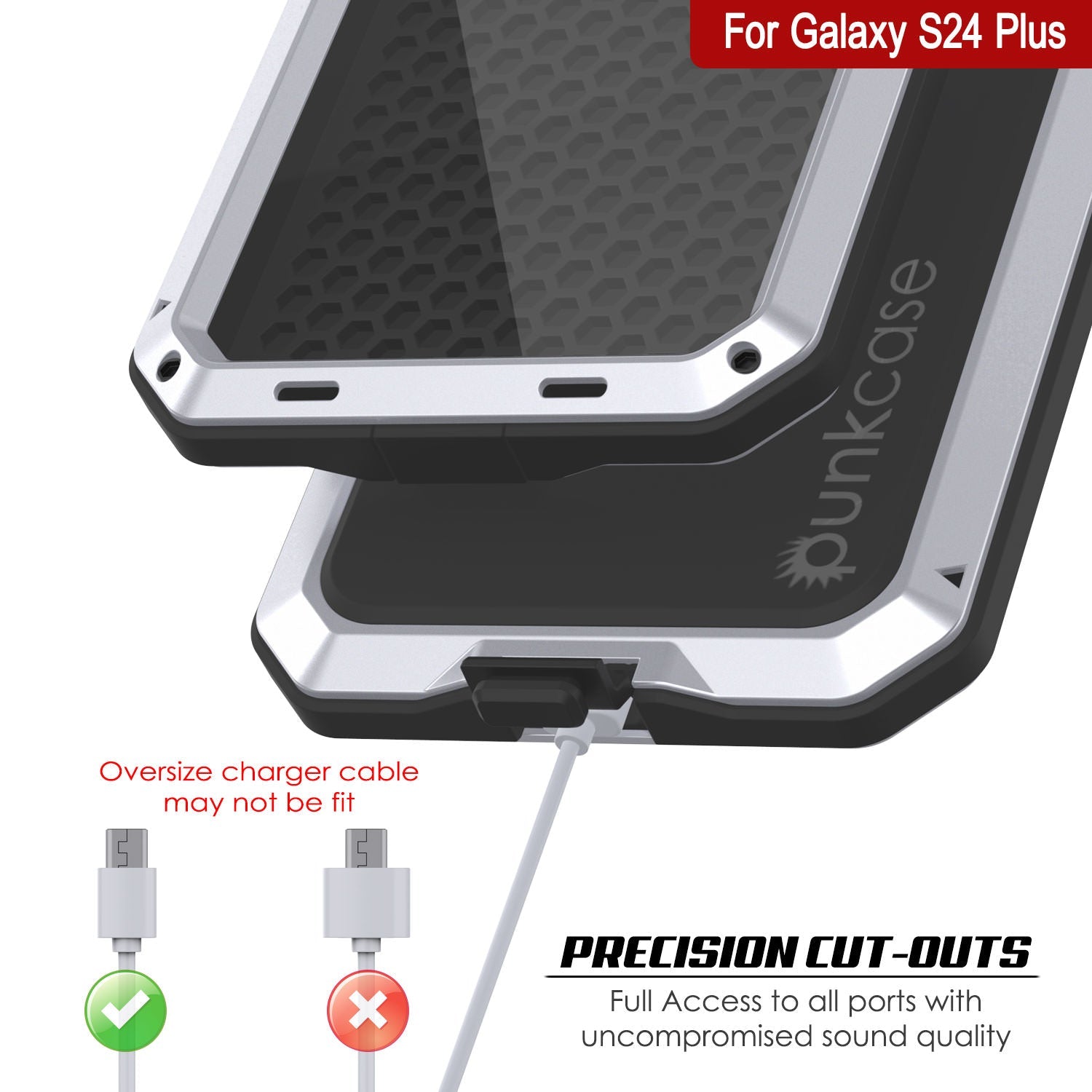 Galaxy S24 Plus Metal Case, Heavy Duty Military Grade Armor Cover [shock proof] Full Body Hard [White]
