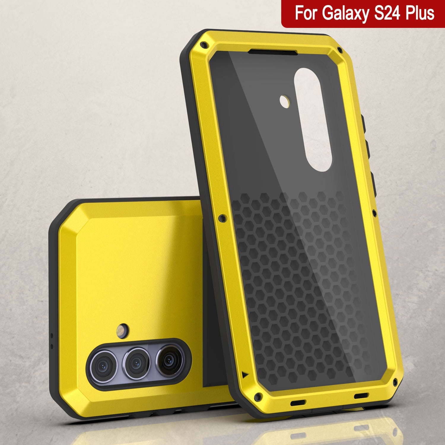 Galaxy S24 Plus Metal Case, Heavy Duty Military Grade Armor Cover [shock proof] Full Body Hard [Yellow]