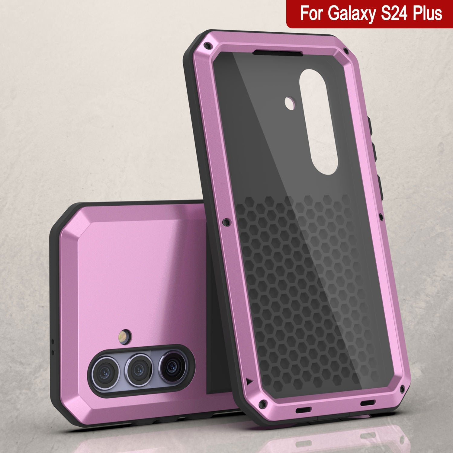 Galaxy S24 Plus Metal Case, Heavy Duty Military Grade Armor Cover [shock proof] Full Body Hard [Pink]
