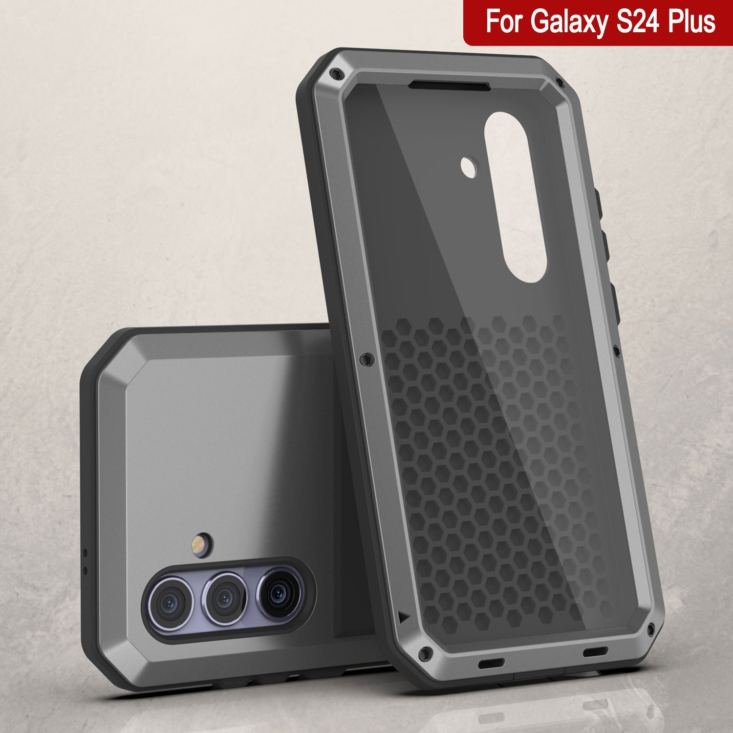 Galaxy S24 Plus Metal Case, Heavy Duty Military Grade Armor Cover [shock proof] Full Body Hard [Silver]