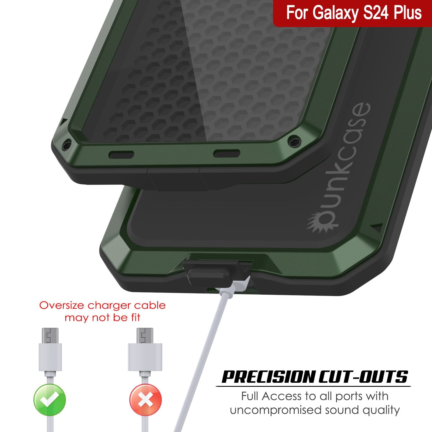 Galaxy S24 Plus Metal Case, Heavy Duty Military Grade Armor Cover [shock proof] Full Body Hard [Dark Green]