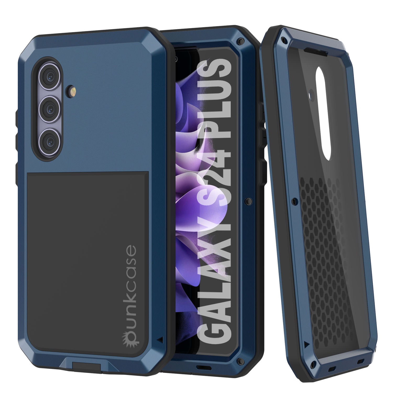 Galaxy S24 Plus Metal Case, Heavy Duty Military Grade Armor Cover [shock proof] Full Body Hard [Blue]