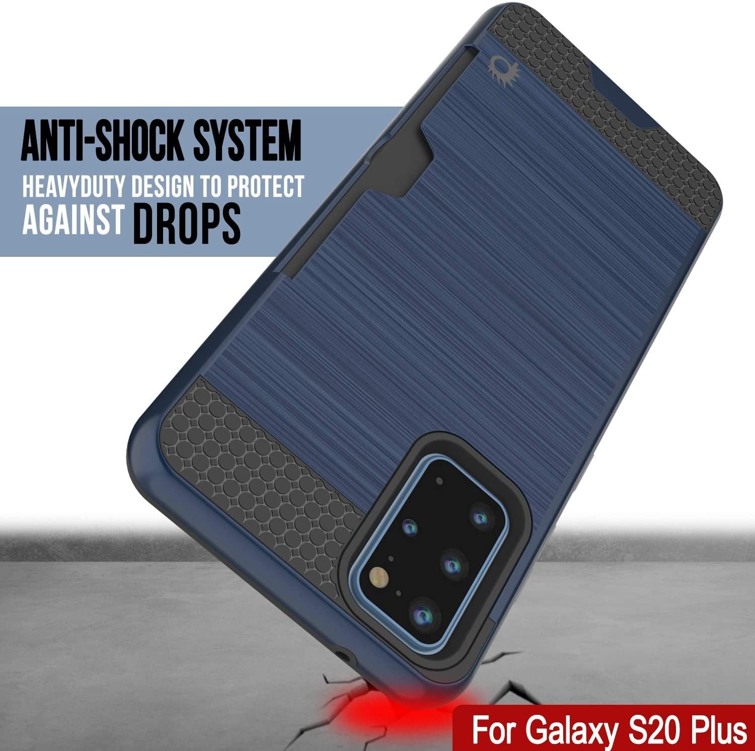 Galaxy S20+ Plus  Case, PUNKcase [SLOT Series] [Slim Fit] Dual-Layer Armor Cover w/Integrated Anti-Shock System, Credit Card Slot [Navy]