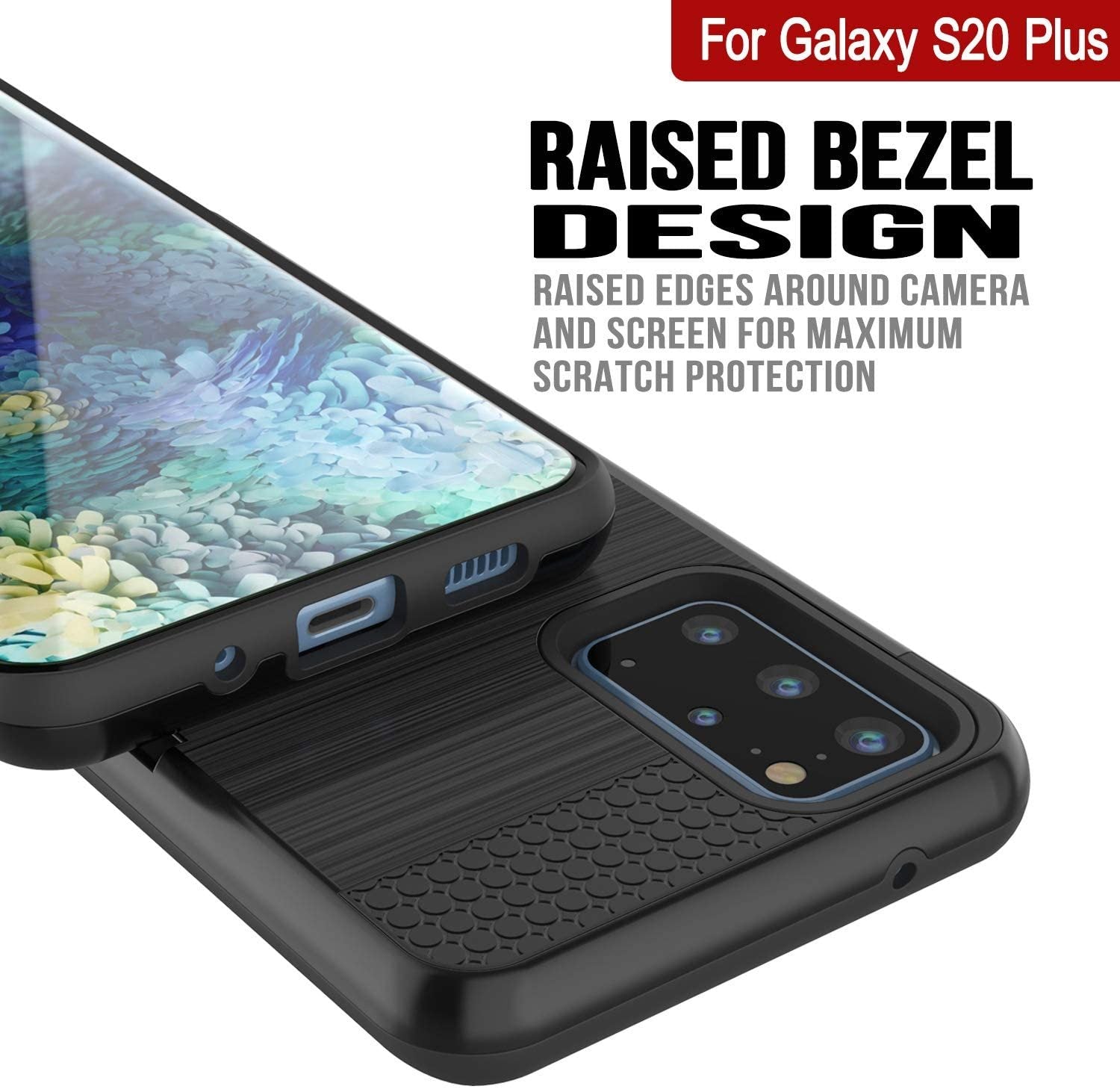 Galaxy S20+ Plus  Case, PUNKcase [SLOT Series] [Slim Fit] Dual-Layer Armor Cover w/Integrated Anti-Shock System, Credit Card Slot [Black]