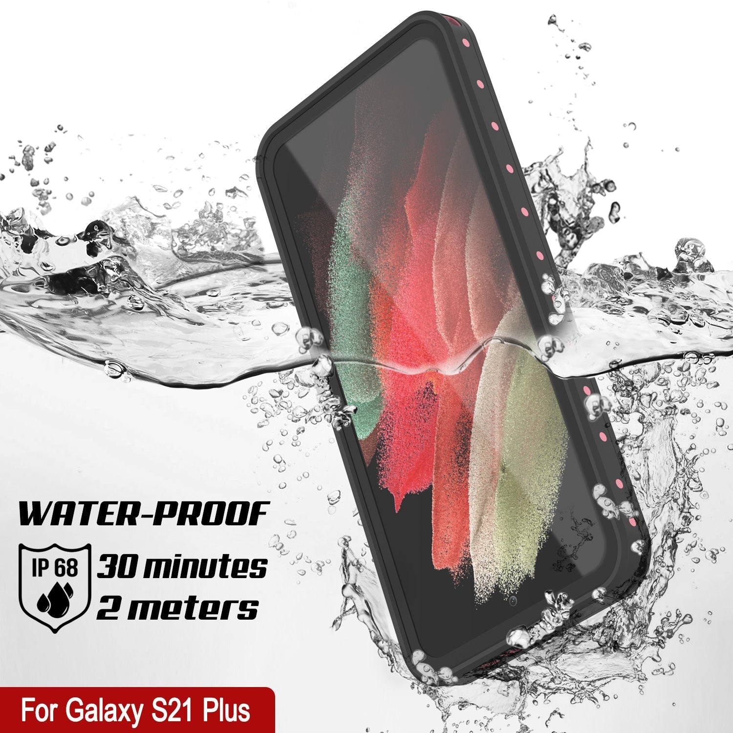 Galaxy S22+ Plus Waterproof Case PunkCase StudStar Pink Thin 6.6ft Underwater IP68 Shock/Snow Proof