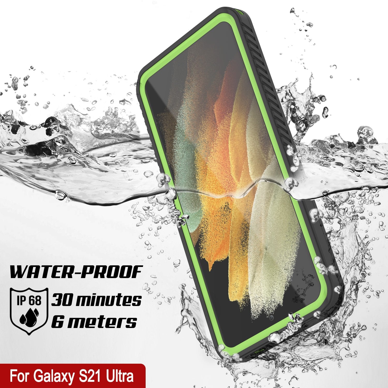 Galaxy S21 Ultra Water/Shockproof [Extreme Series] Screen Protector Case [Light Green]