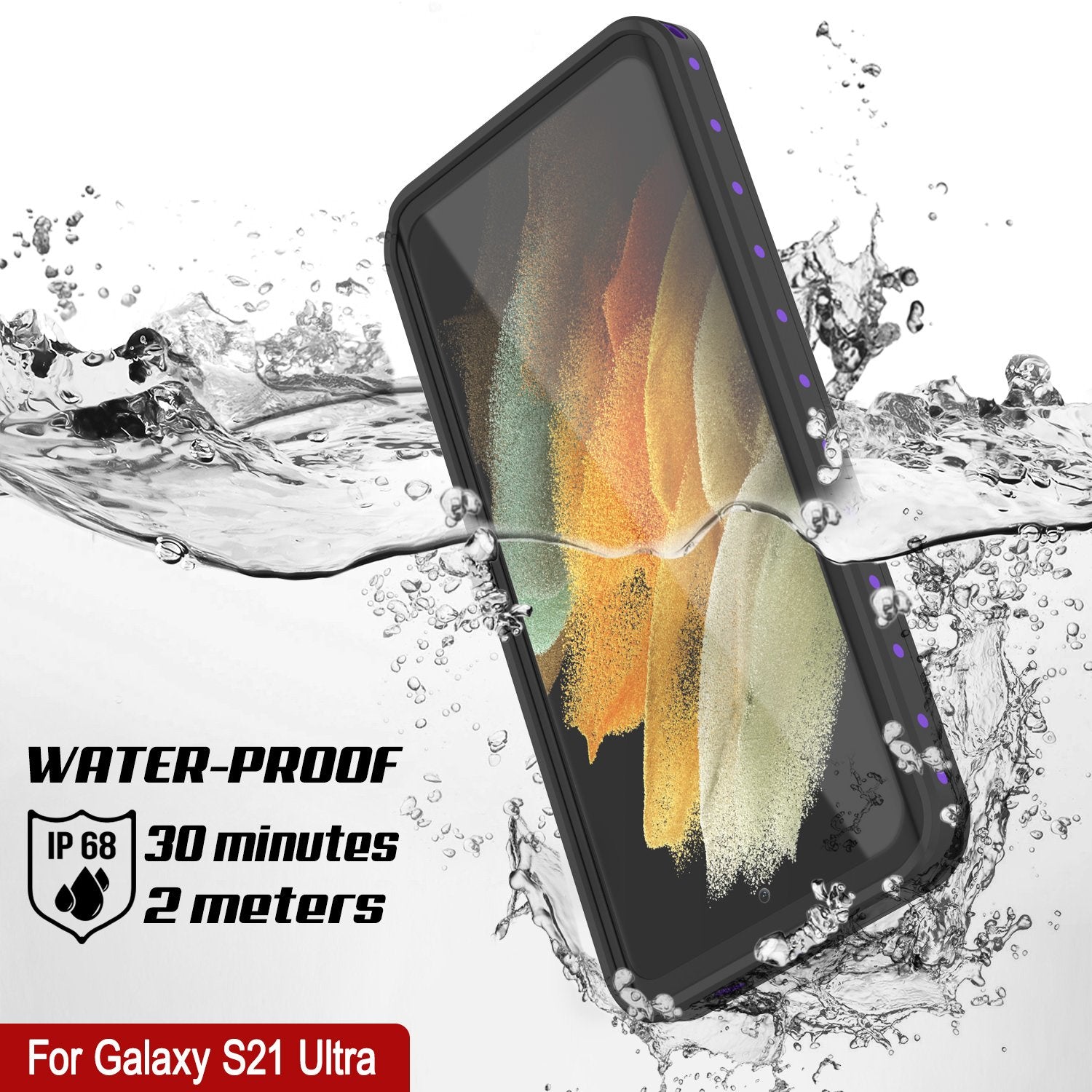 Galaxy S21 Ultra Waterproof Case PunkCase StudStar Purple Thin 6.6ft Underwater IP68 Shock/Snow Proof