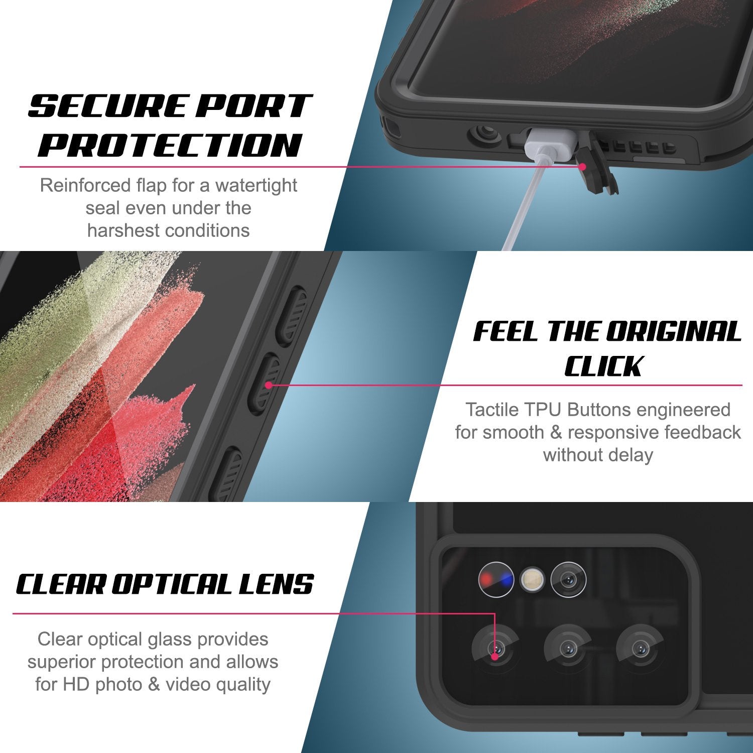 Galaxy S21 Ultra Waterproof Case PunkCase StudStar Purple Thin 6.6ft Underwater IP68 Shock/Snow Proof