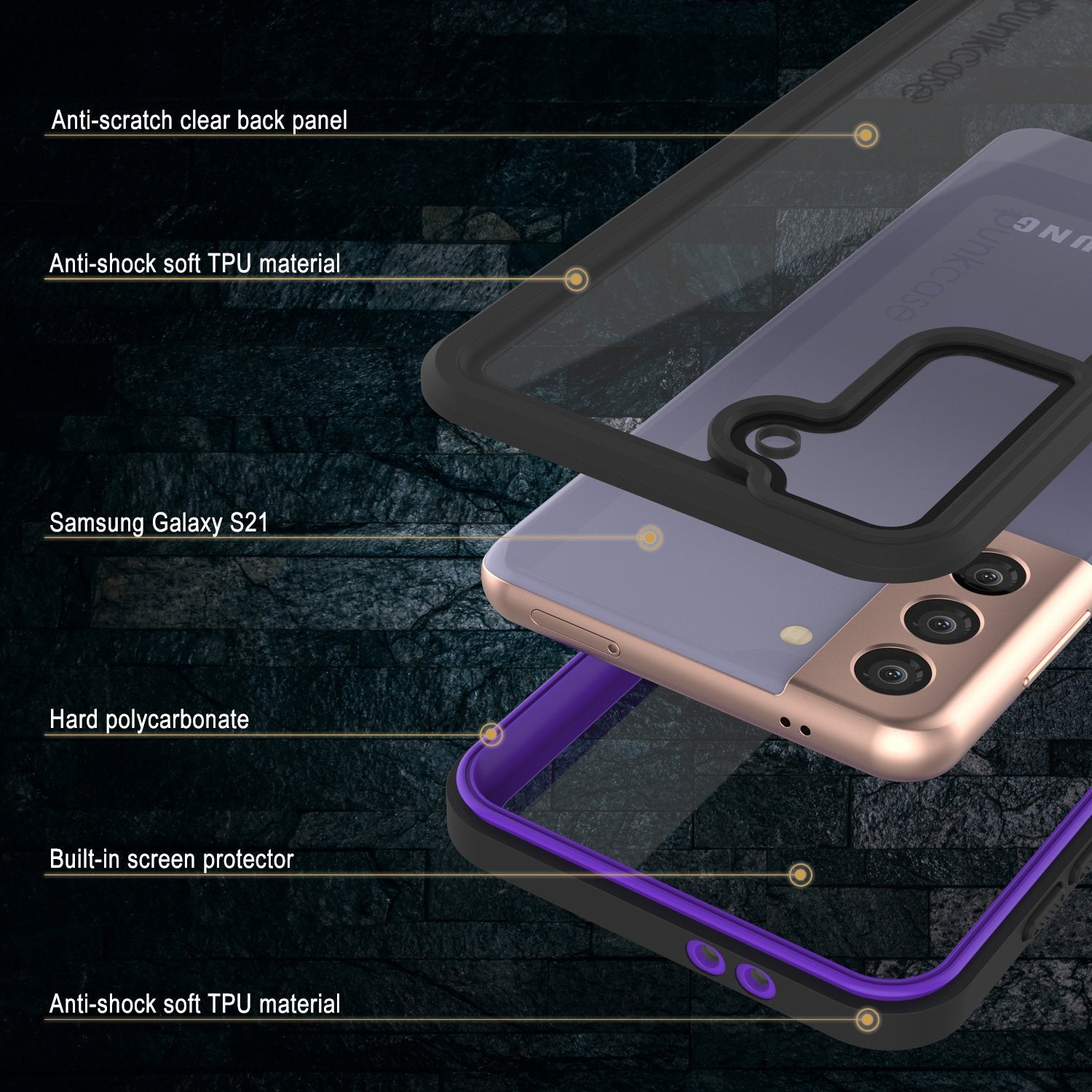 Galaxy S21 Water/Shockproof [Extreme Series] Slim Screen Protector Case [Purple]