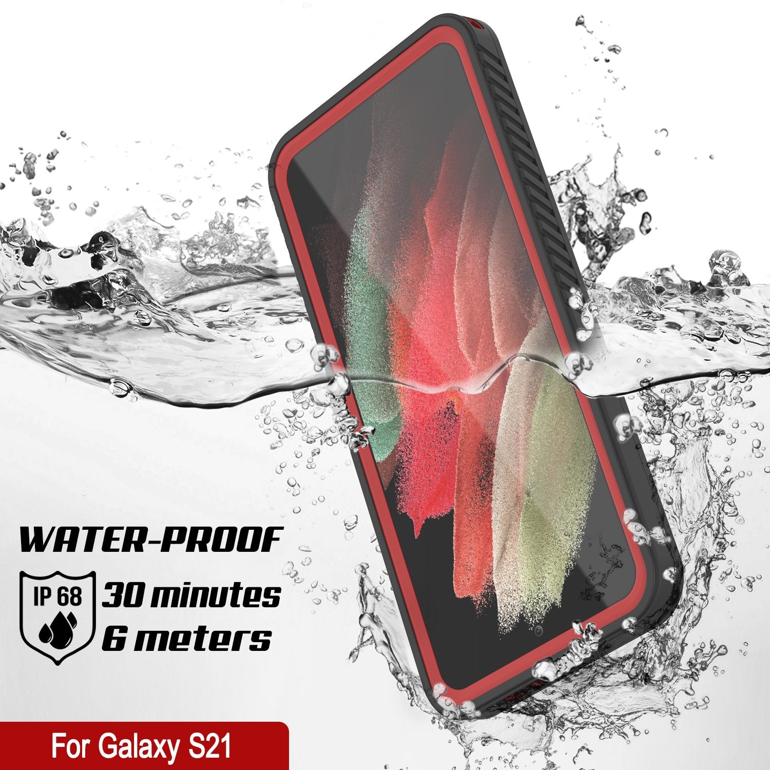 Galaxy S21 Water/Shock/Snowproof [Extreme Series] Slim Screen Protector Case [Red]