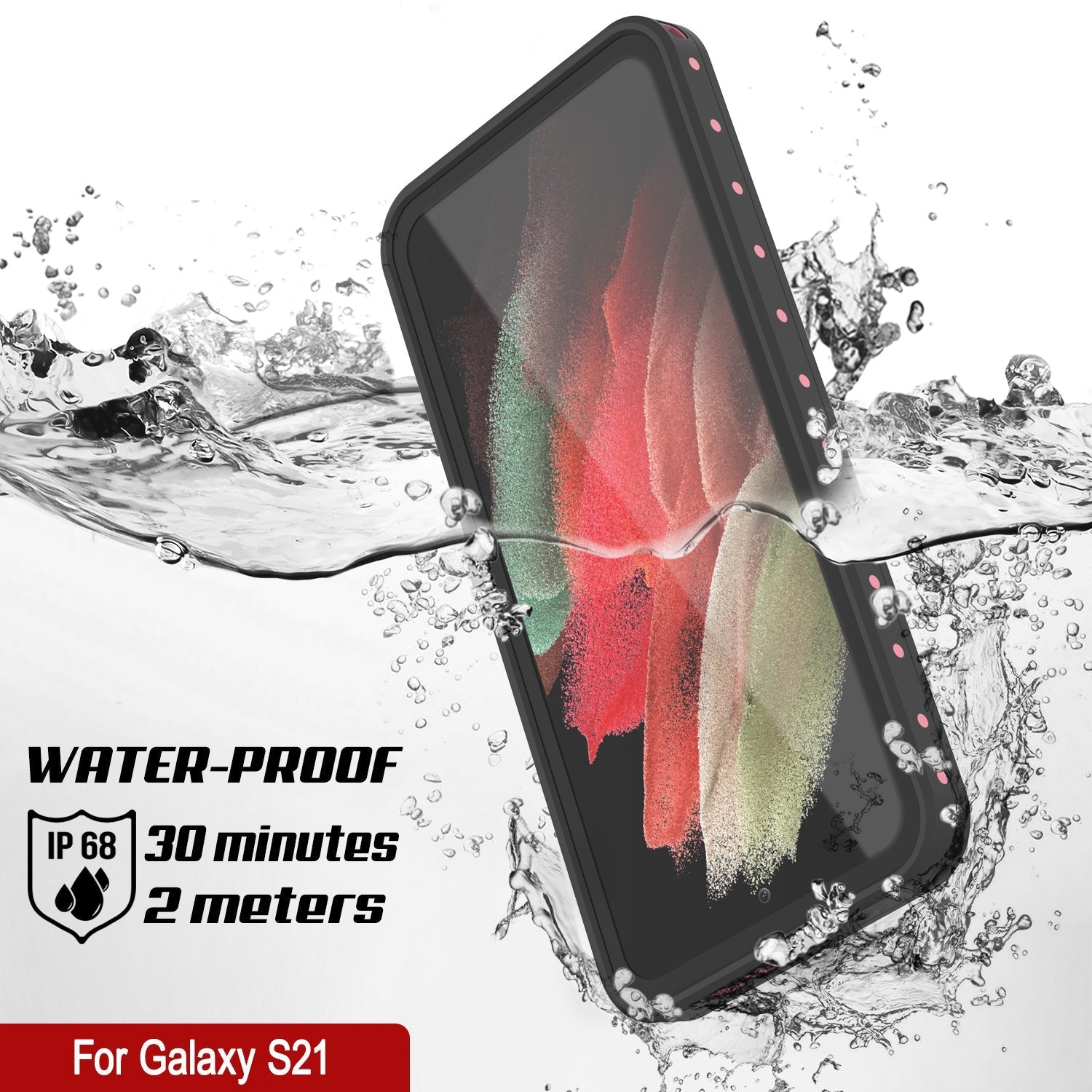 Galaxy S22 Waterproof Case PunkCase StudStar Pink Thin 6.6ft Underwater IP68 Shock/Snow Proof