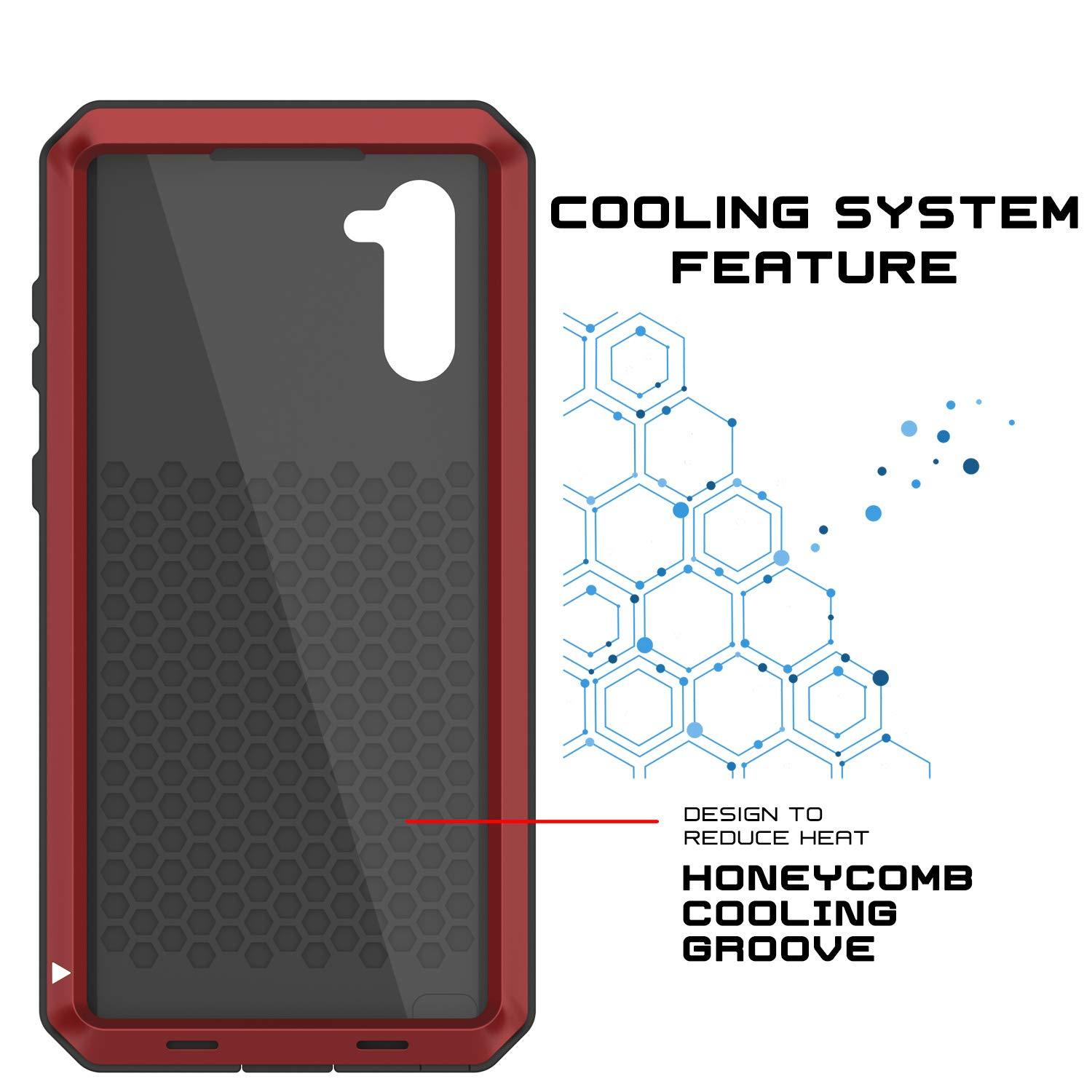 Galaxy Note 10  Case, PUNKcase Metallic Red Shockproof  Slim Metal Armor Case [Red]