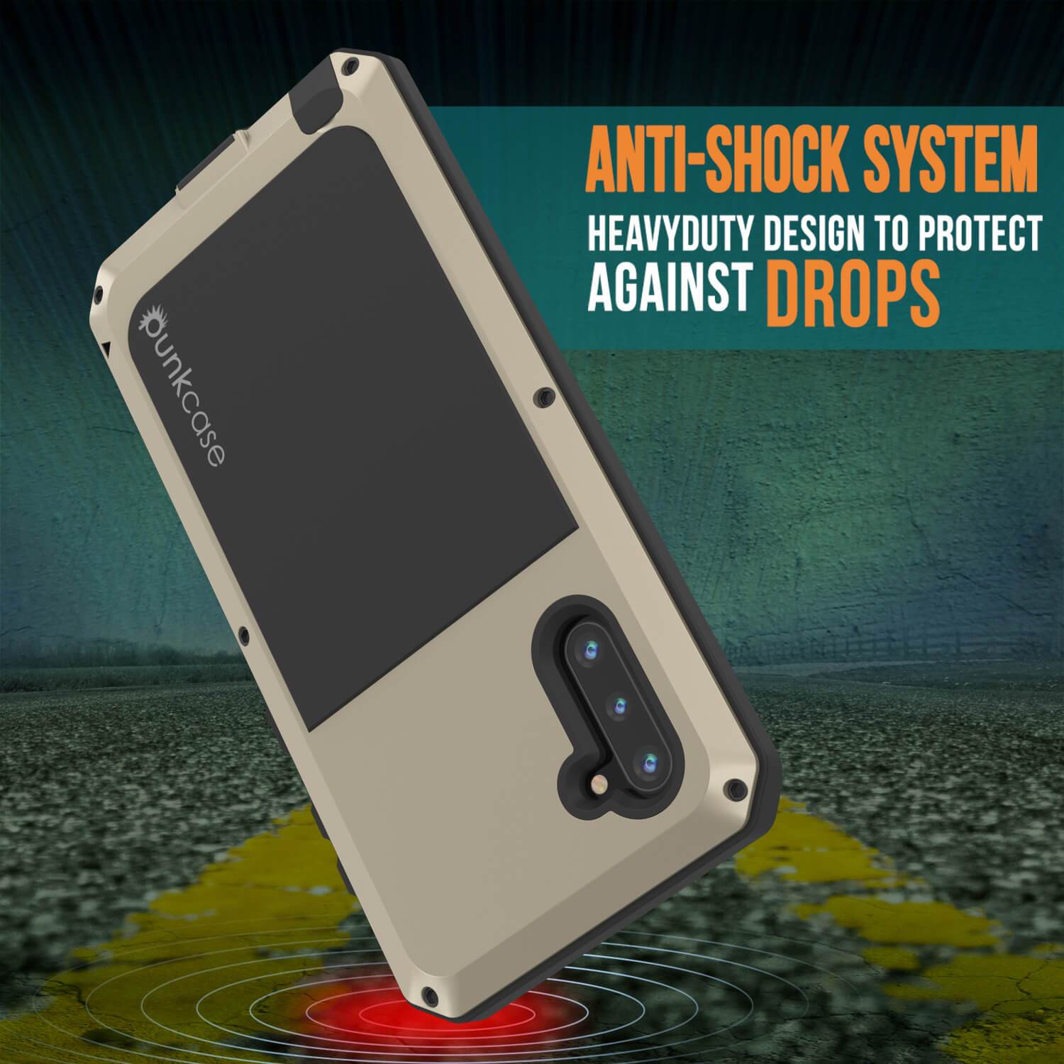 Galaxy Note 10  Case, PUNKcase Metallic Gold Shockproof  Slim Metal Armor Case [Gold]
