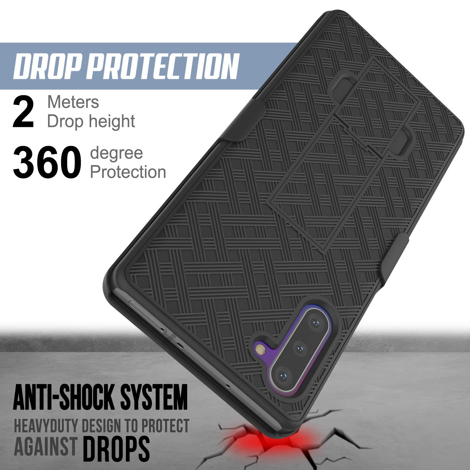PunkCase Galaxy Note 10 Case with Screen Protector, Holster Belt Clip & Built-in Kickstand [Black]