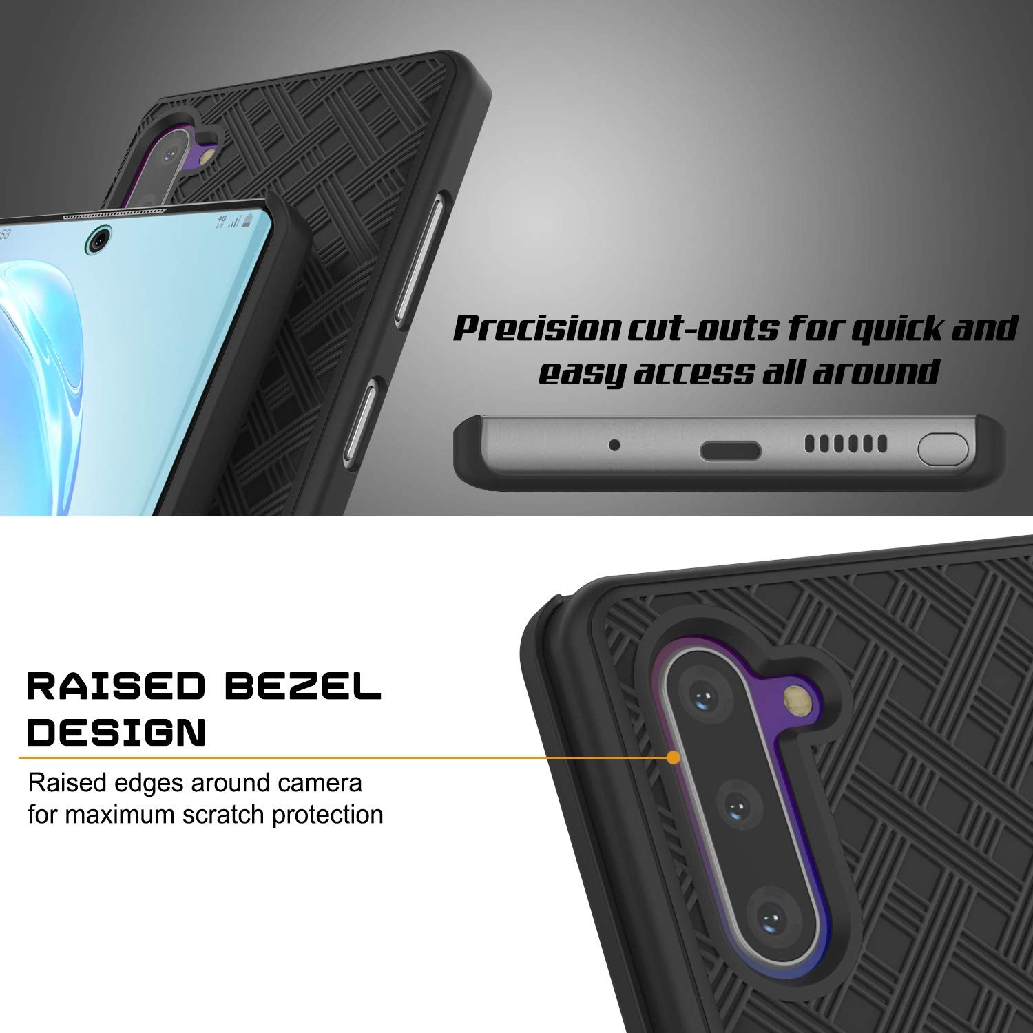 PunkCase Galaxy Note 10 Case with Screen Protector, Holster Belt Clip & Built-in Kickstand [Black]