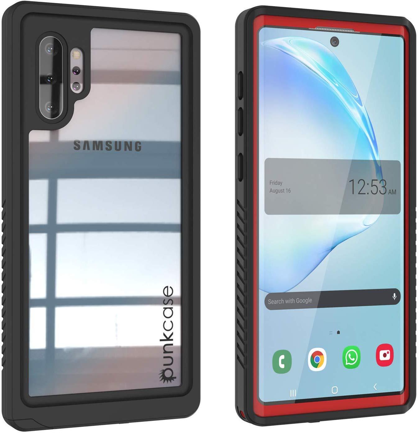 Galaxy Note 10+ Plus Case, Punkcase [Extreme Series] Armor Cover W/ Built In Screen Protector [Red]