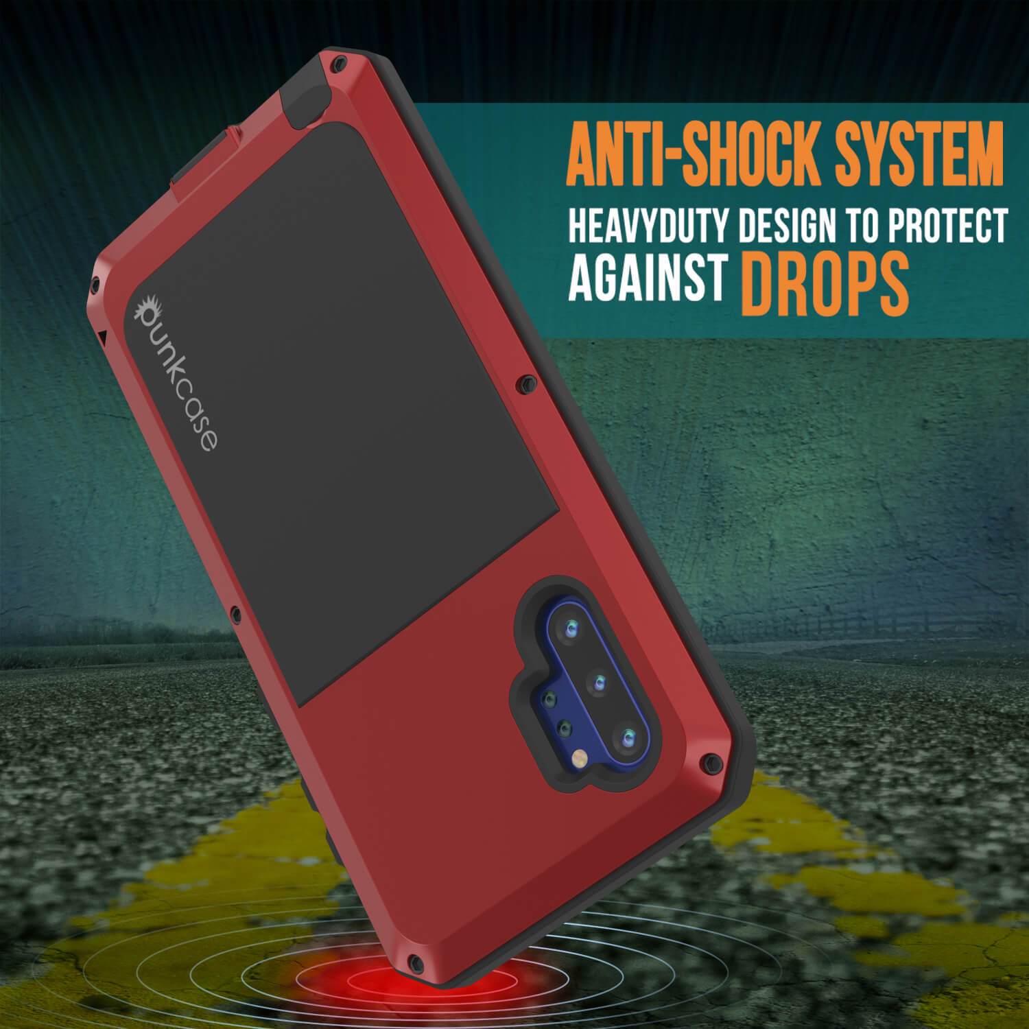 Galaxy Note 10+ Plus  Case, PUNKcase Metallic Red Shockproof  Slim Metal Armor Case [Red]