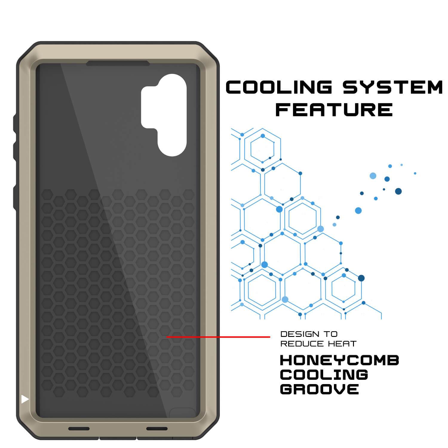 Galaxy Note 10+ Plus  Case, PUNKcase Metallic Gold Shockproof  Slim Metal Armor Case [Gold]