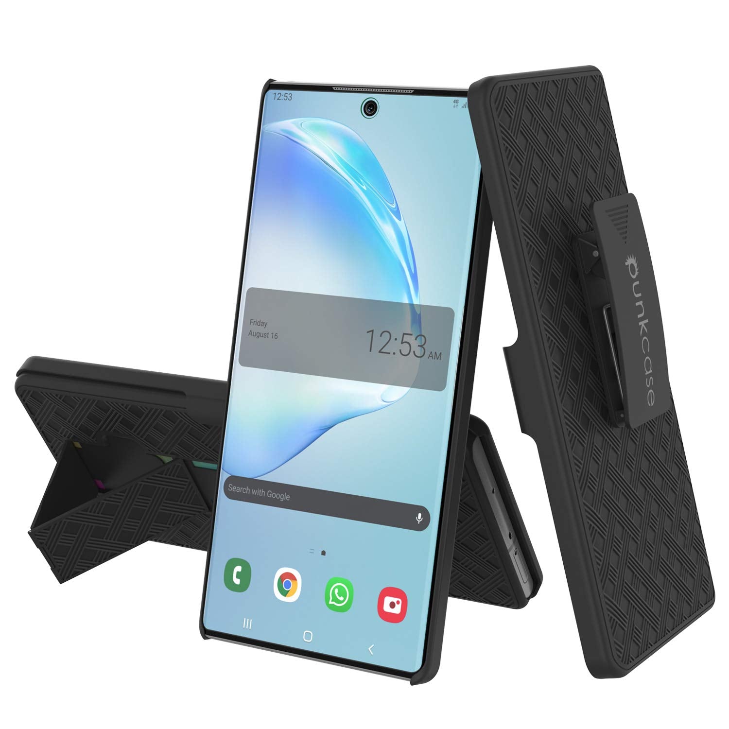 PunkCase Galaxy Note 10+ Plus Case with Screen Protector, Holster Belt Clip & Built-in Kickstand [Black]