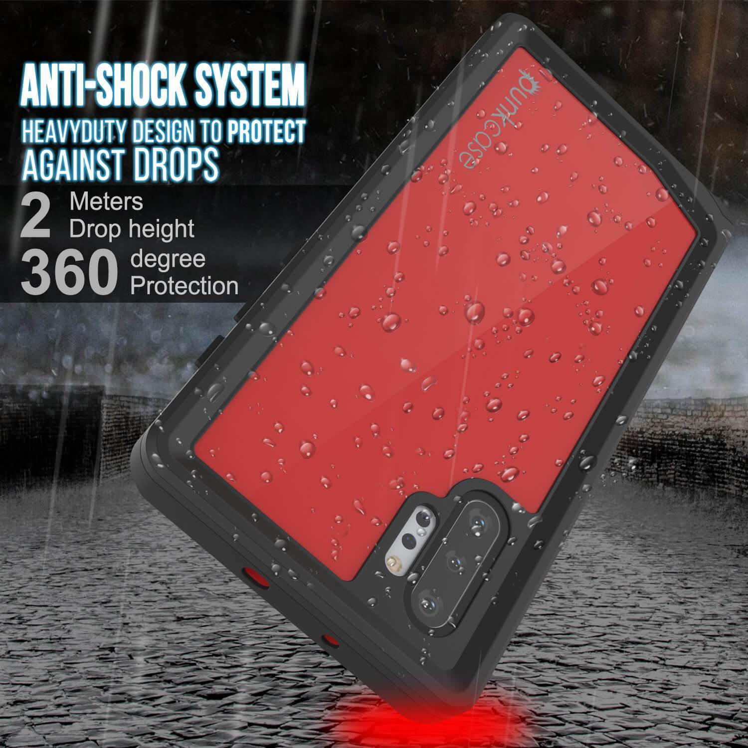 Galaxy Note 10+ Plus Waterproof Case, Punkcase Studstar Red Series Thin Armor Cover