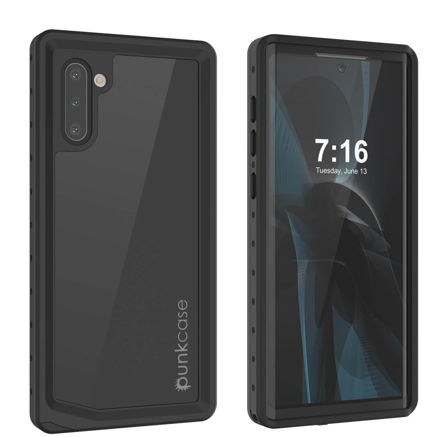 Galaxy Note 10 Waterproof Case, Punkcase Studstar Black Thin Armor Cover