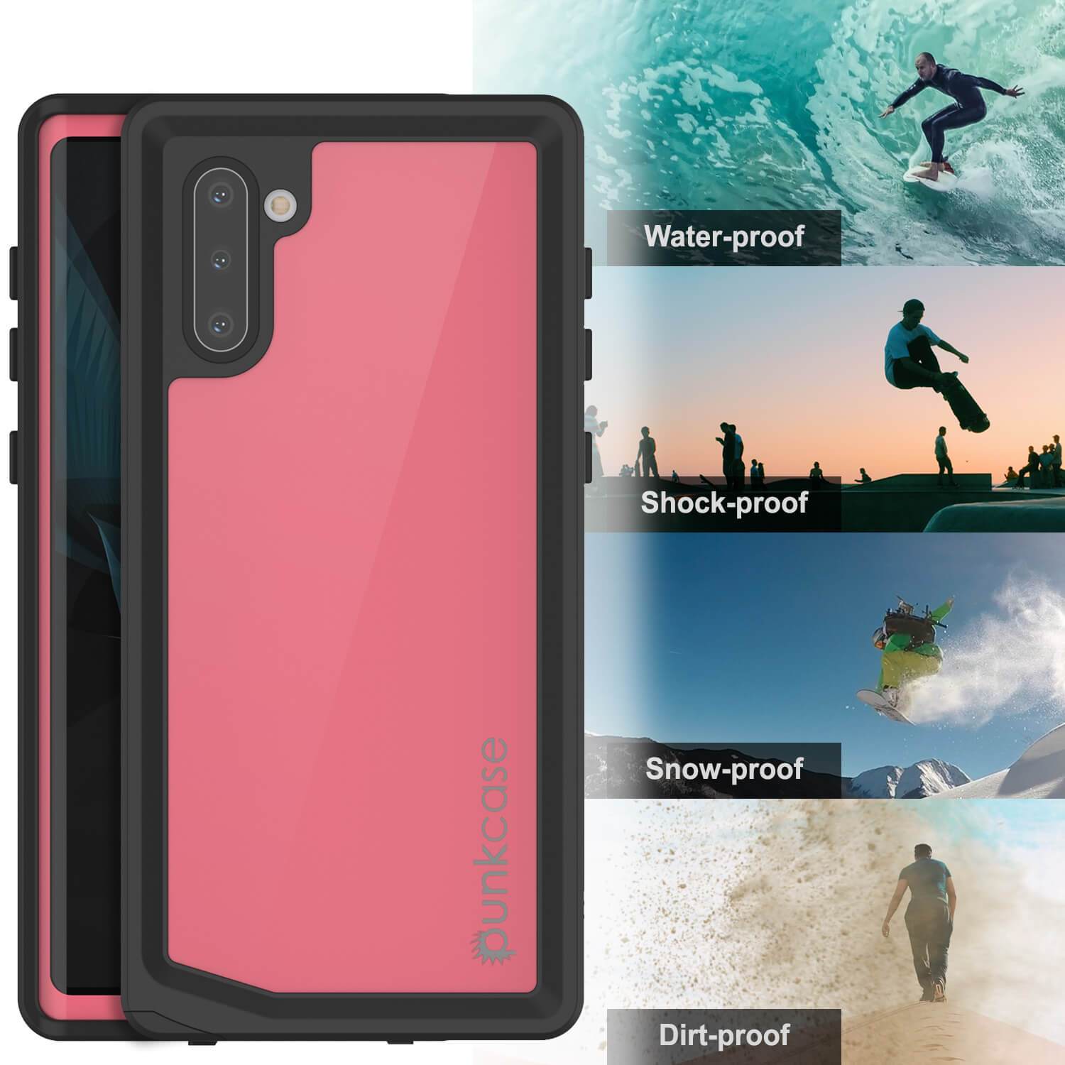 Galaxy Note 10 Waterproof Case, Punkcase Studstar Pink Thin Armor Cover