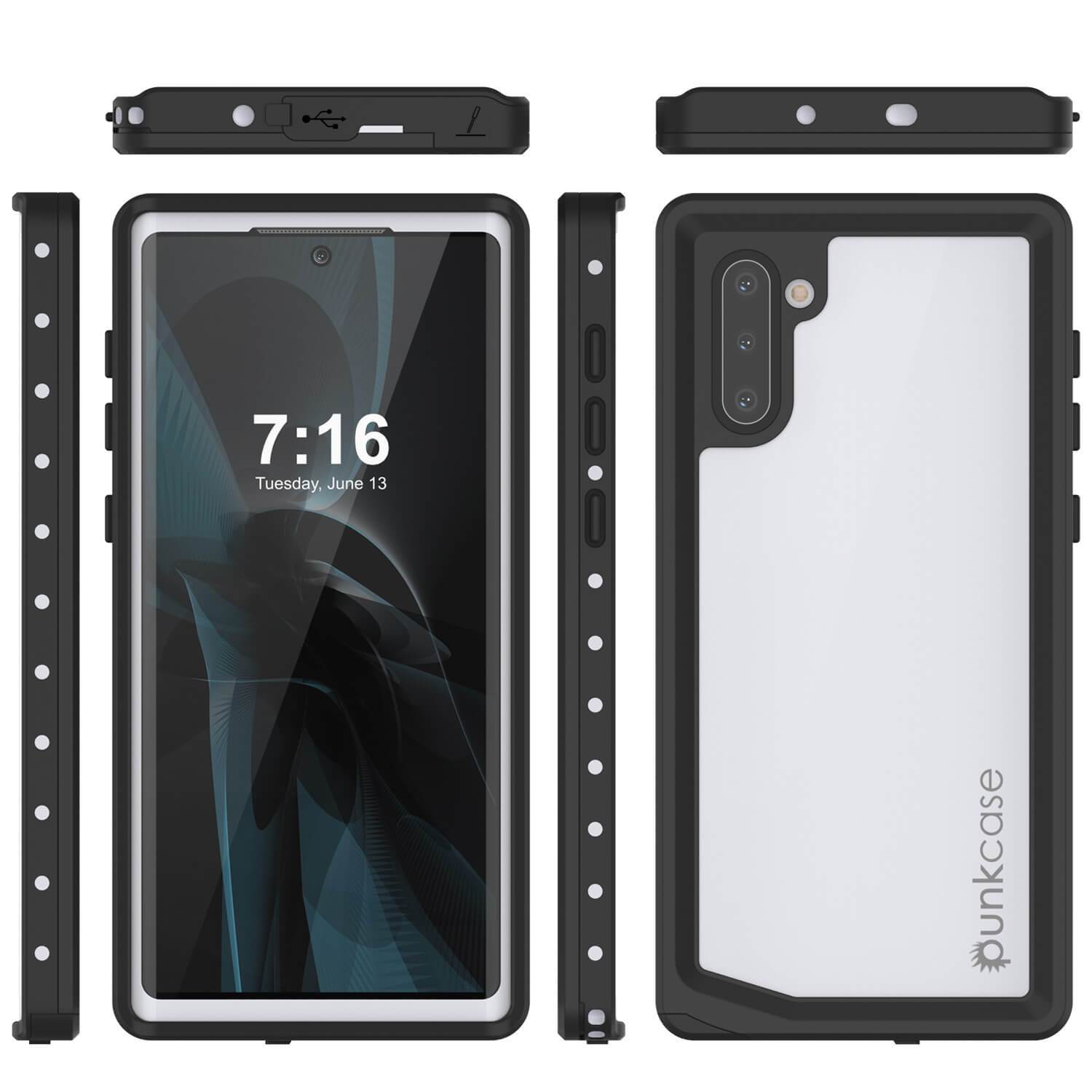 Galaxy Note 10 Waterproof Case, Punkcase Studstar White Thin Armor Cover