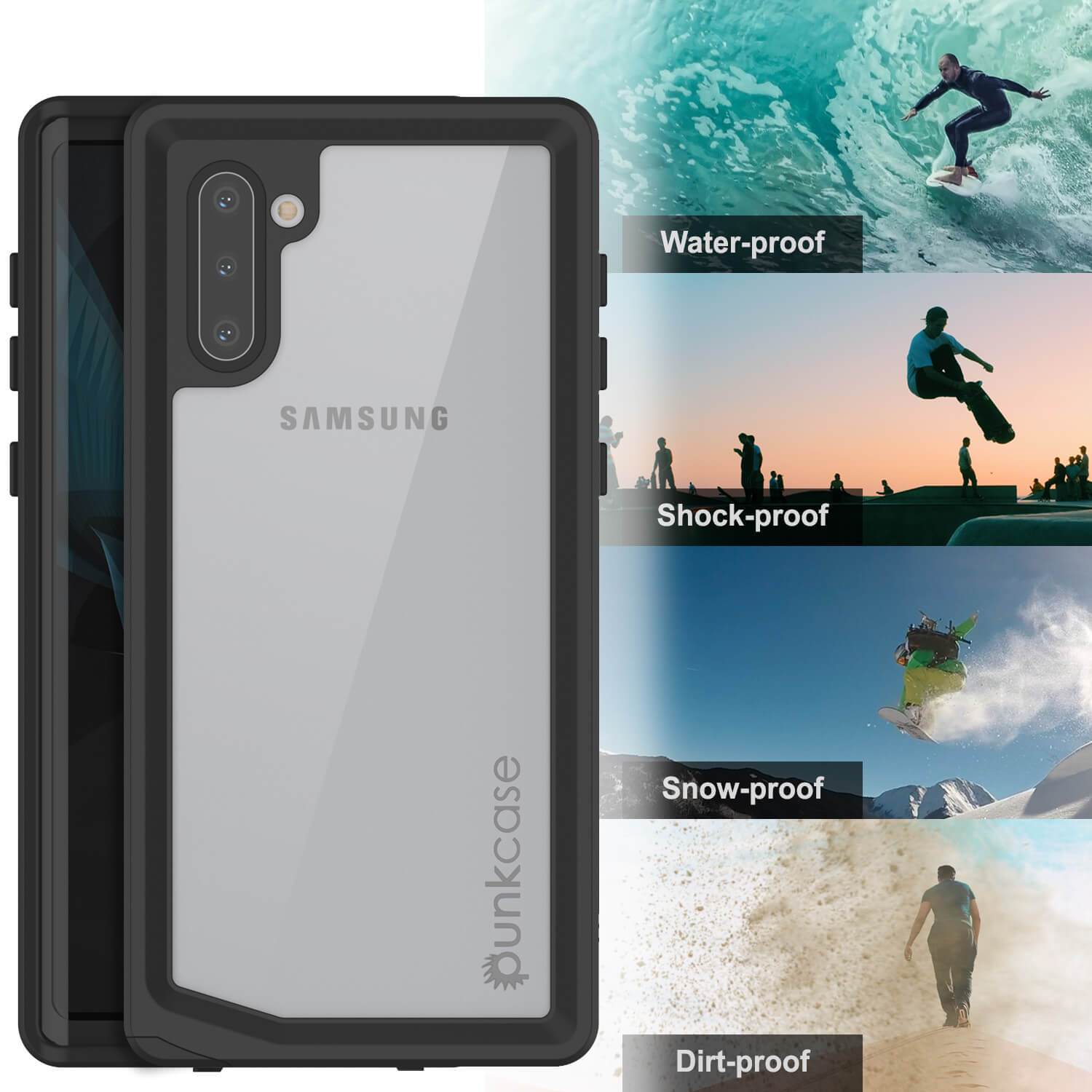 Galaxy Note 10 Waterproof Case, Punkcase Studstar Clear Thin Armor Cover
