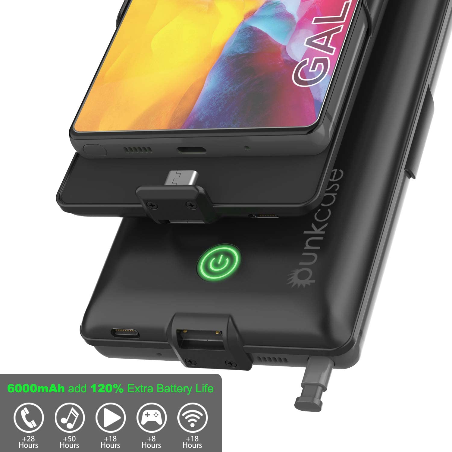 Galaxy Note 20 6000mAH Battery Charger PunkJuice 2.0 Slim Case [Black]