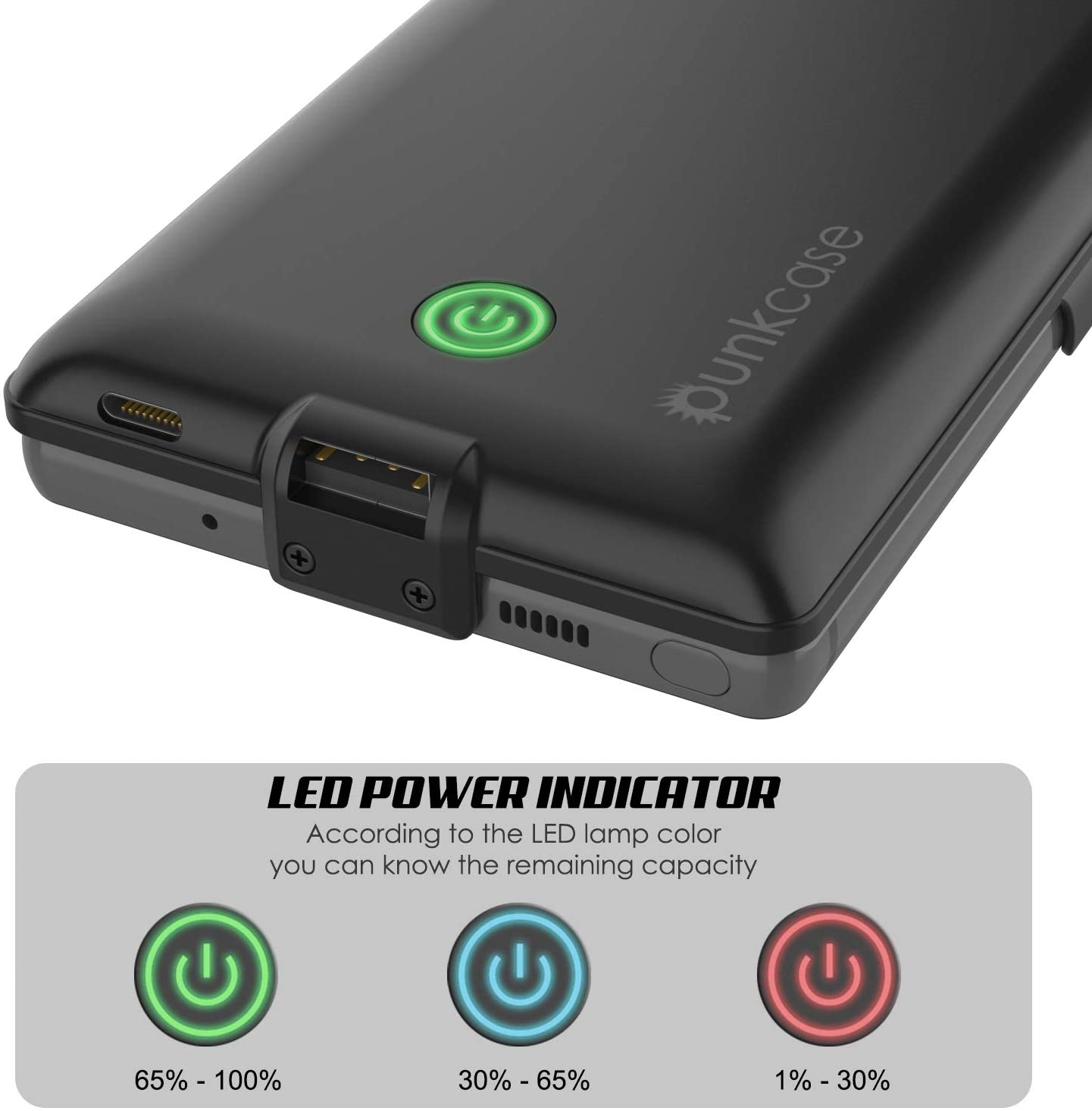 Galaxy Note 20 6000mAH Battery Charger PunkJuice 2.0 Slim Case [Black]