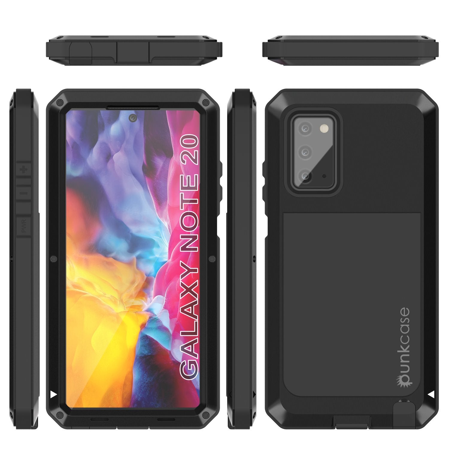 Galaxy Note 20 Case, PUNKcase Metallic Black Shockproof  Slim Metal Armor Case [Black]