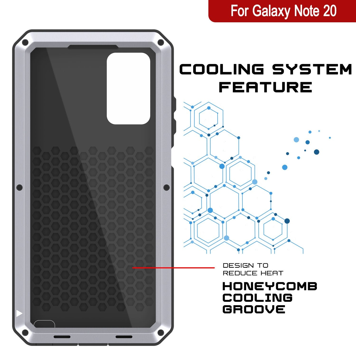 Galaxy Note 20  Case, PUNKcase Metallic White Shockproof  Slim Metal Armor Case [White]