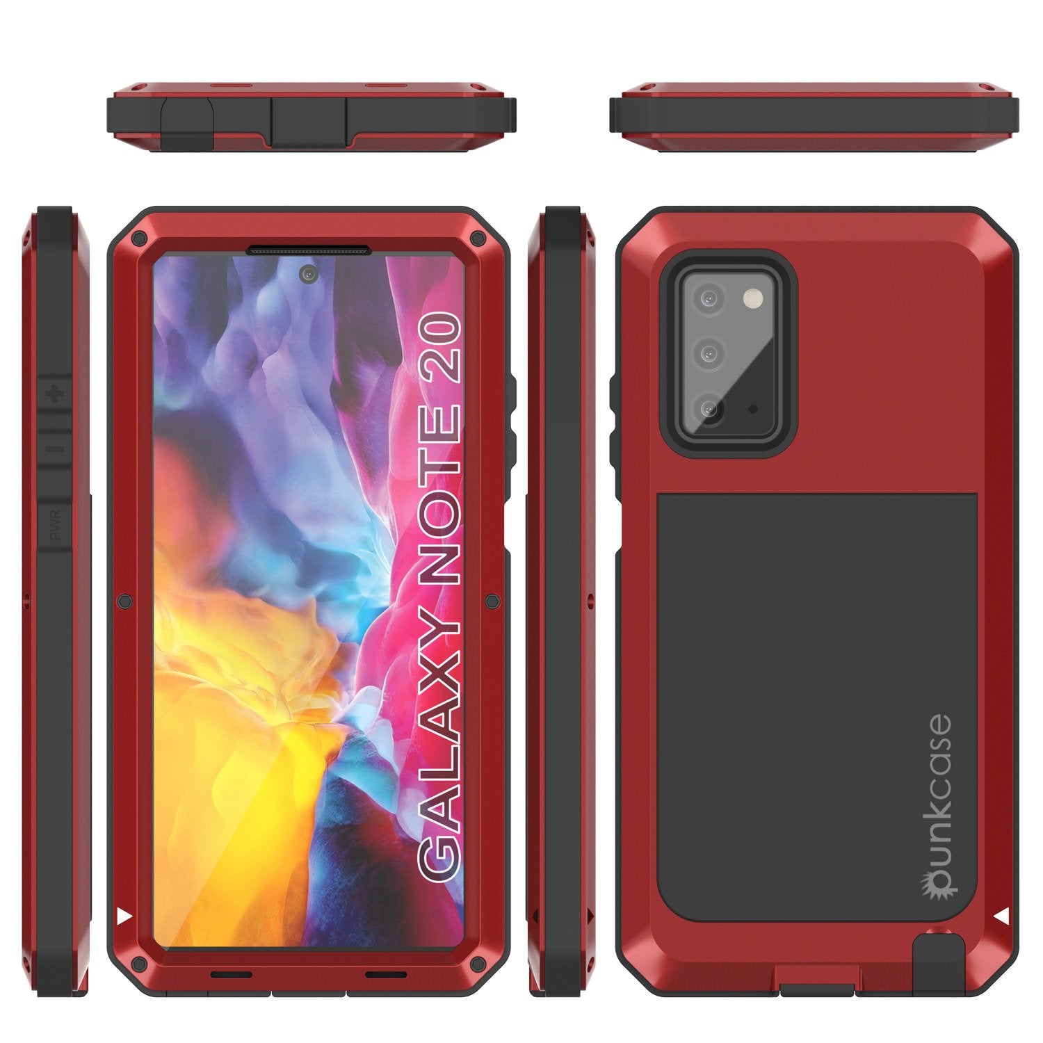 Galaxy Note 20  Case, PUNKcase Metallic Red Shockproof  Slim Metal Armor Case [Red]