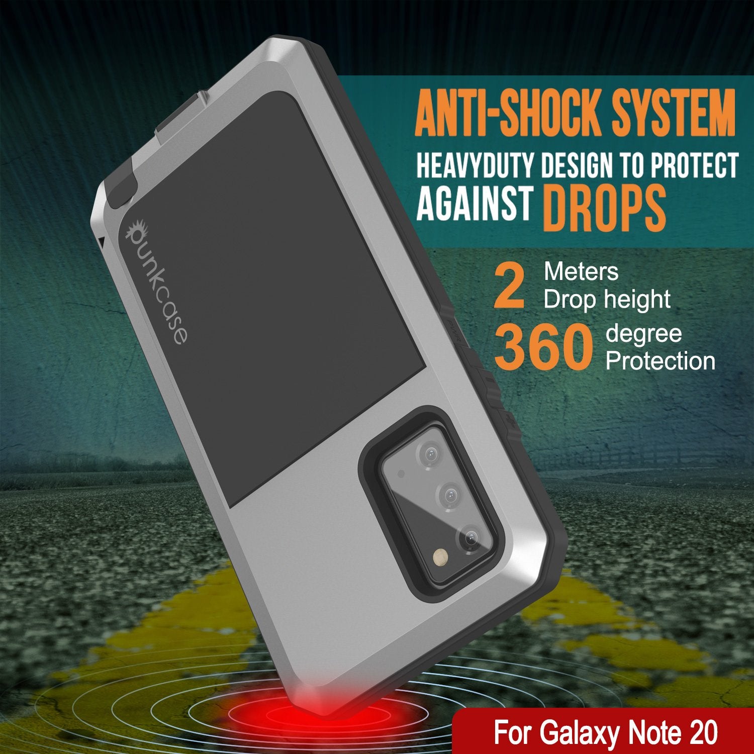 Galaxy Note 20  Case, PUNKcase Metallic Silver Shockproof  Slim Metal Armor Case [Silver]