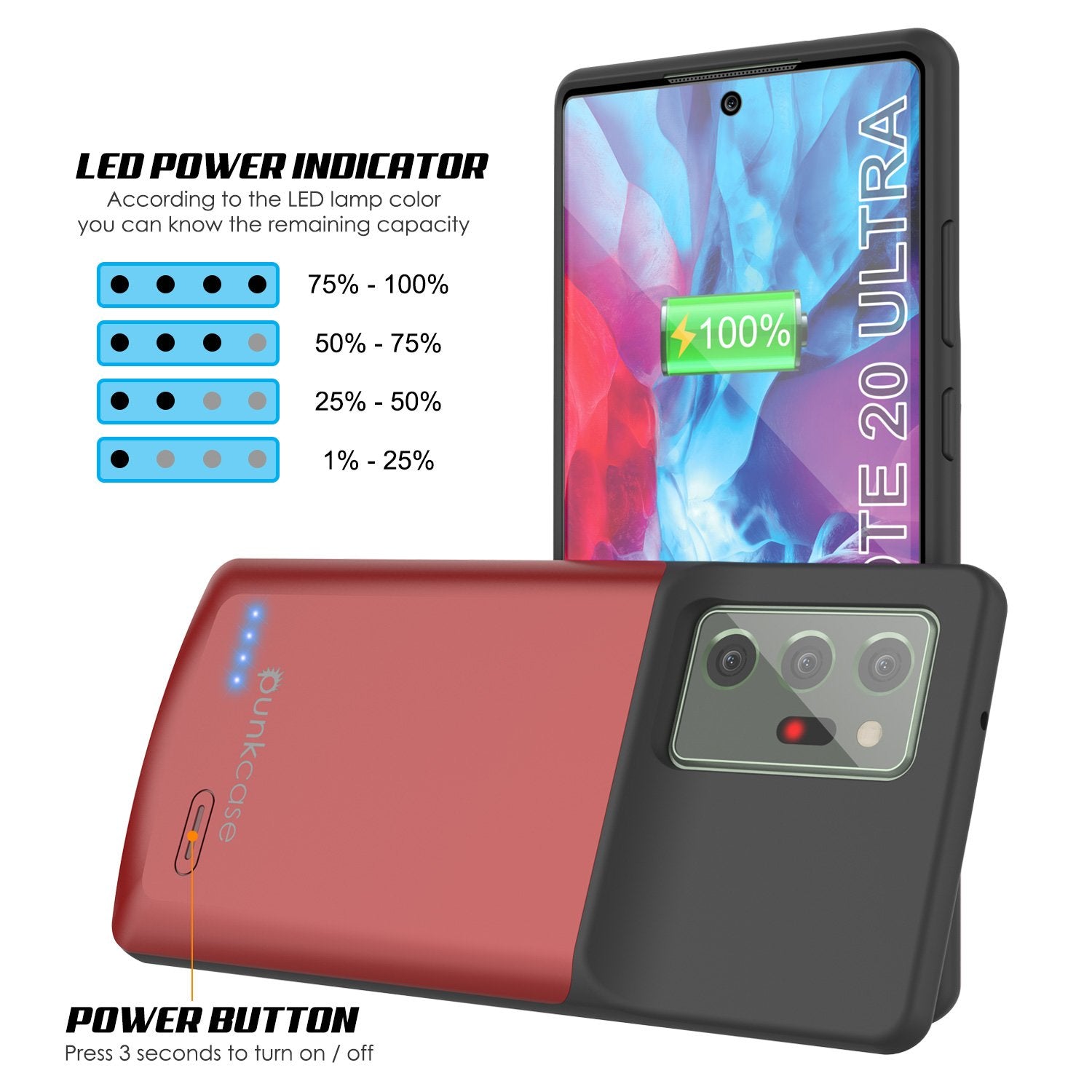 Galaxy Note 20 Ultra 6000mAH Battery Charger Slim Case [Red]