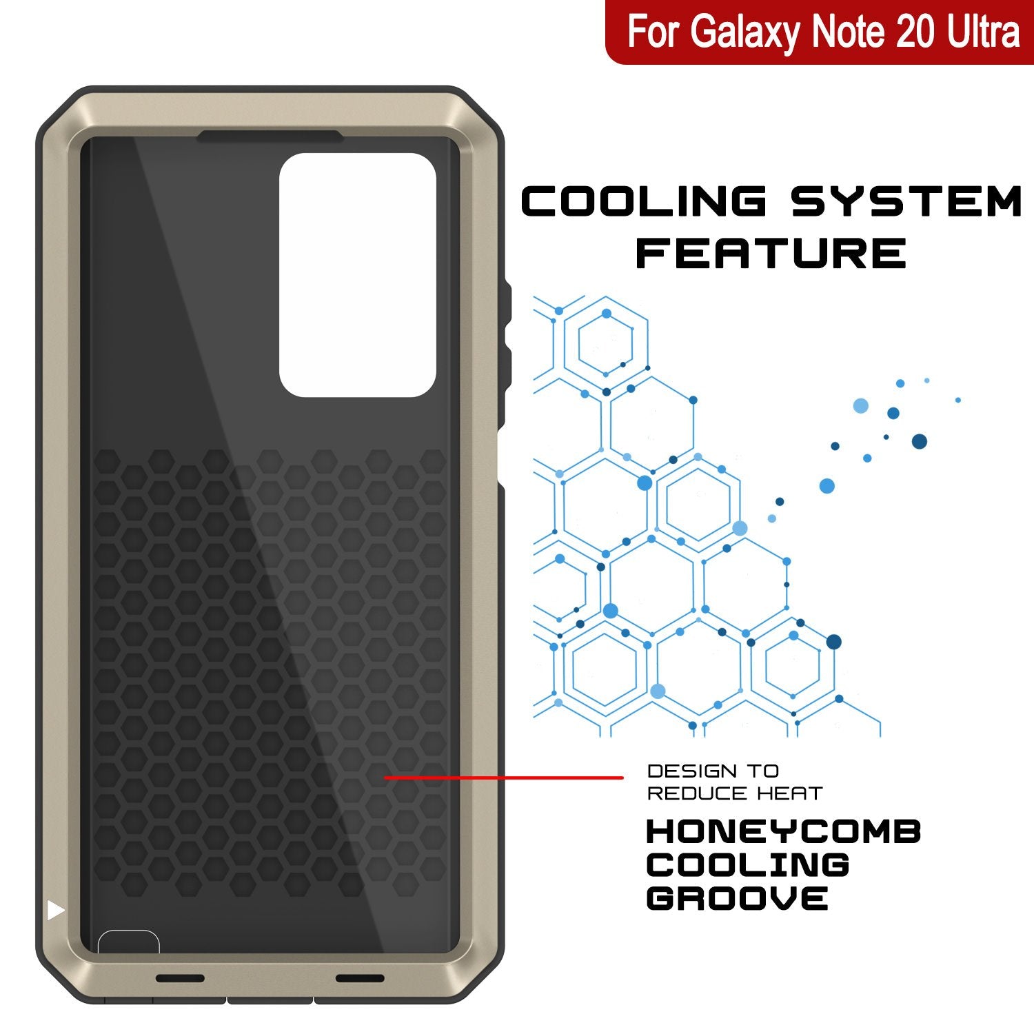 Galaxy Note 20 Ultra  Case, PUNKcase Metallic Gold Shockproof  Slim Metal Armor Case [Gold]