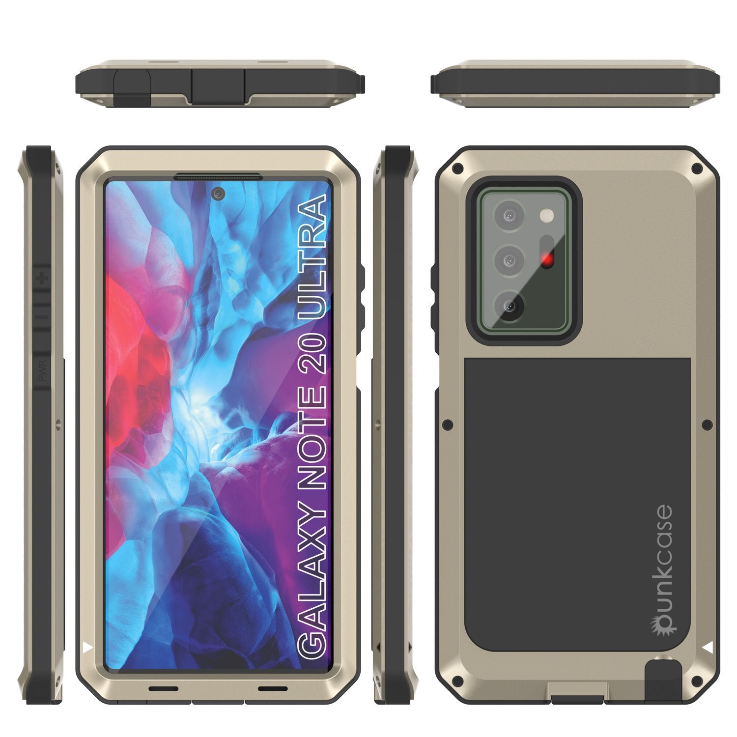 Galaxy Note 20 Ultra  Case, PUNKcase Metallic Gold Shockproof  Slim Metal Armor Case [Gold]
