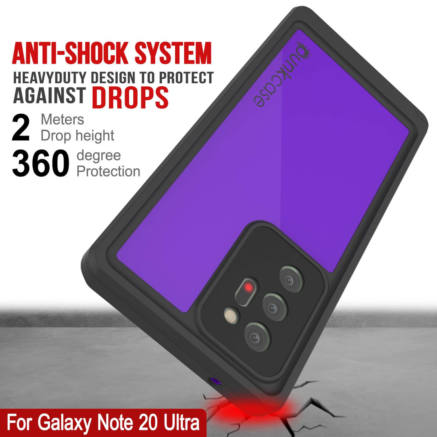 Galaxy Note 20 Ultra Waterproof Case, Punkcase Studstar Purple Series Thin Armor Cover