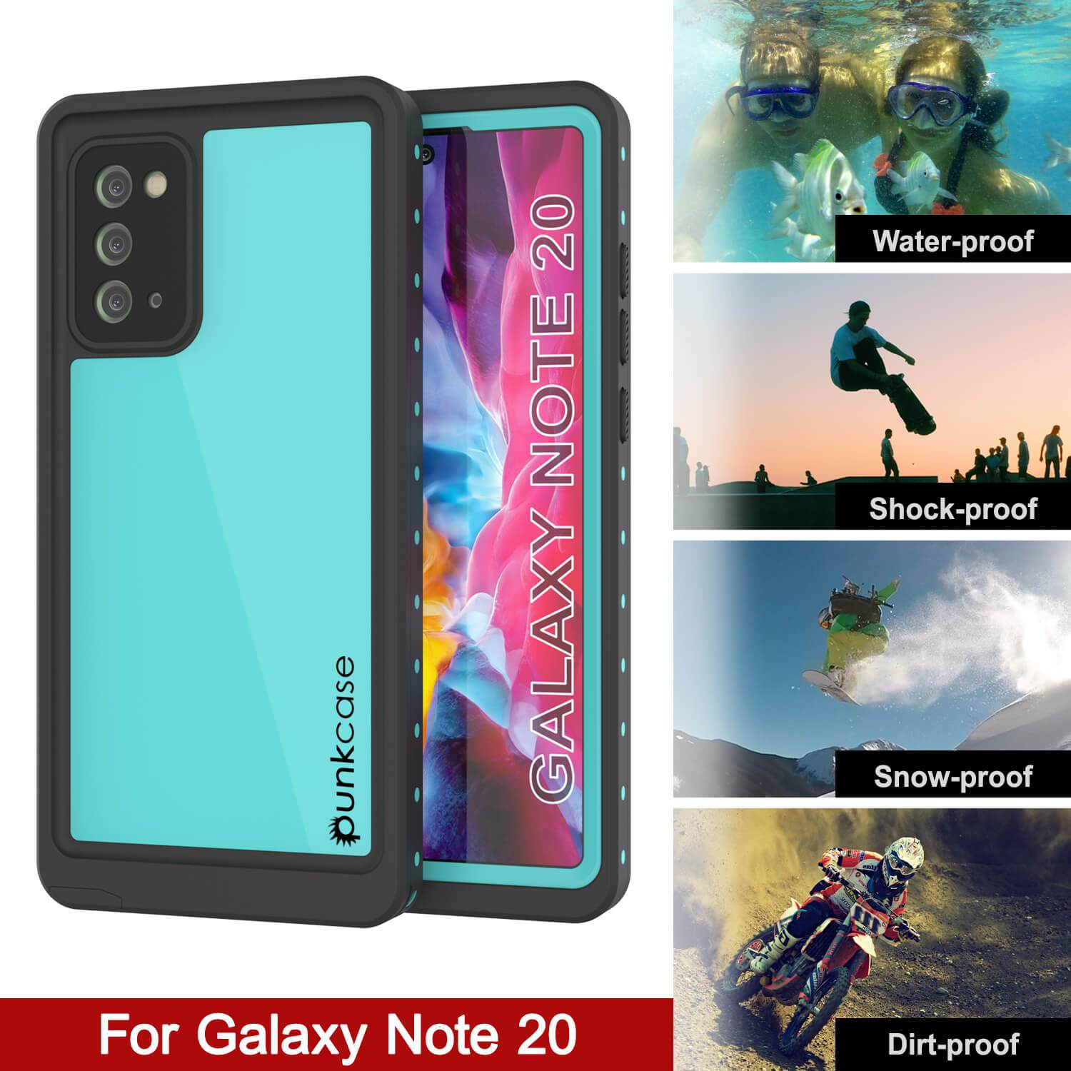Galaxy Note 20 Waterproof Case, Punkcase Studstar Series Teal Thin Armor Cover