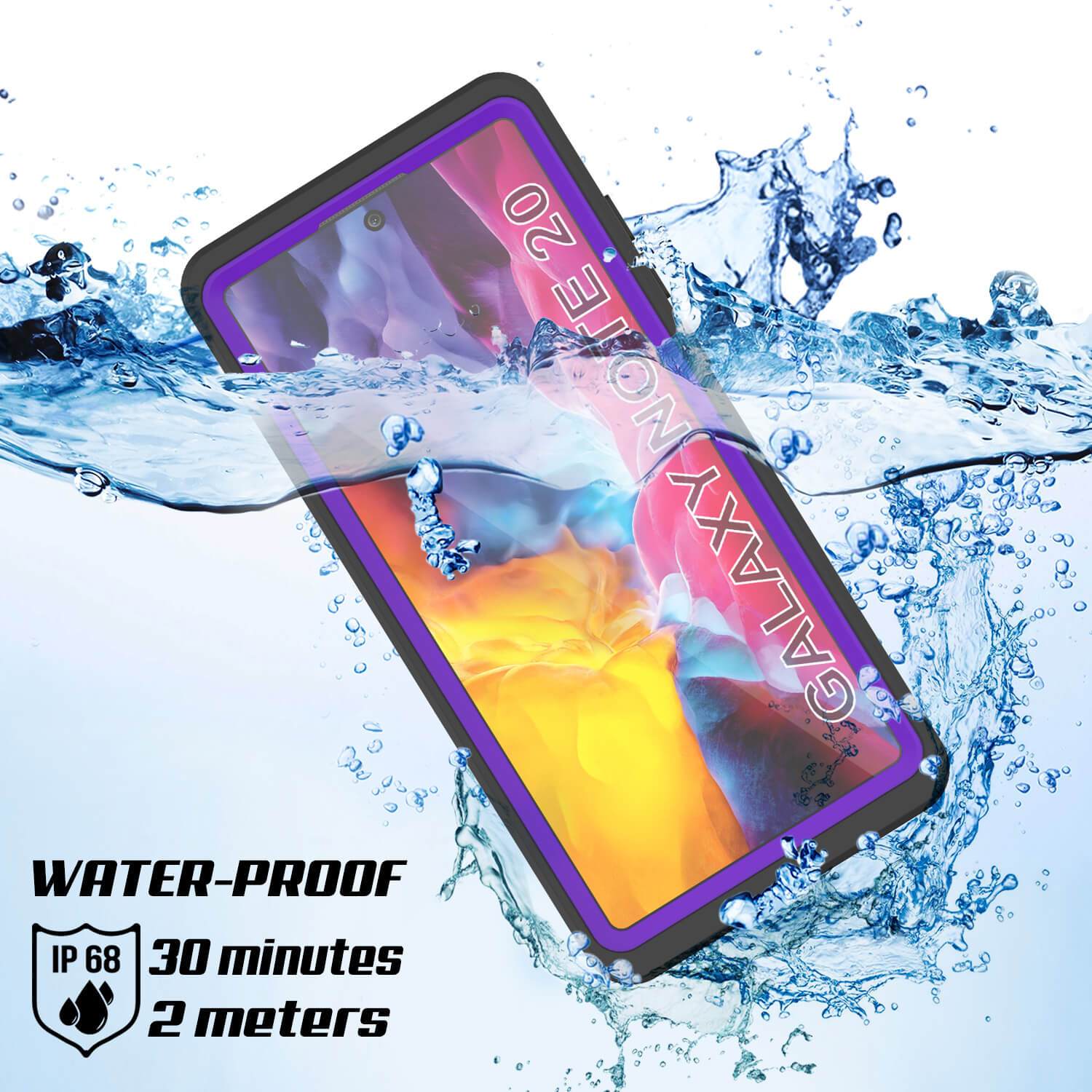Galaxy Note 20 Waterproof Case, Punkcase Studstar Purple Series Thin Armor Cover