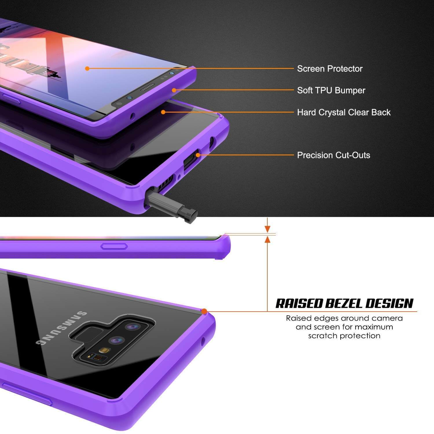 Galaxy Note 9 Case, PUNKcase [LUCID 2.0 Series] [Slim Fit] Armor Cover W/Integrated Anti-Shock System [Purple]