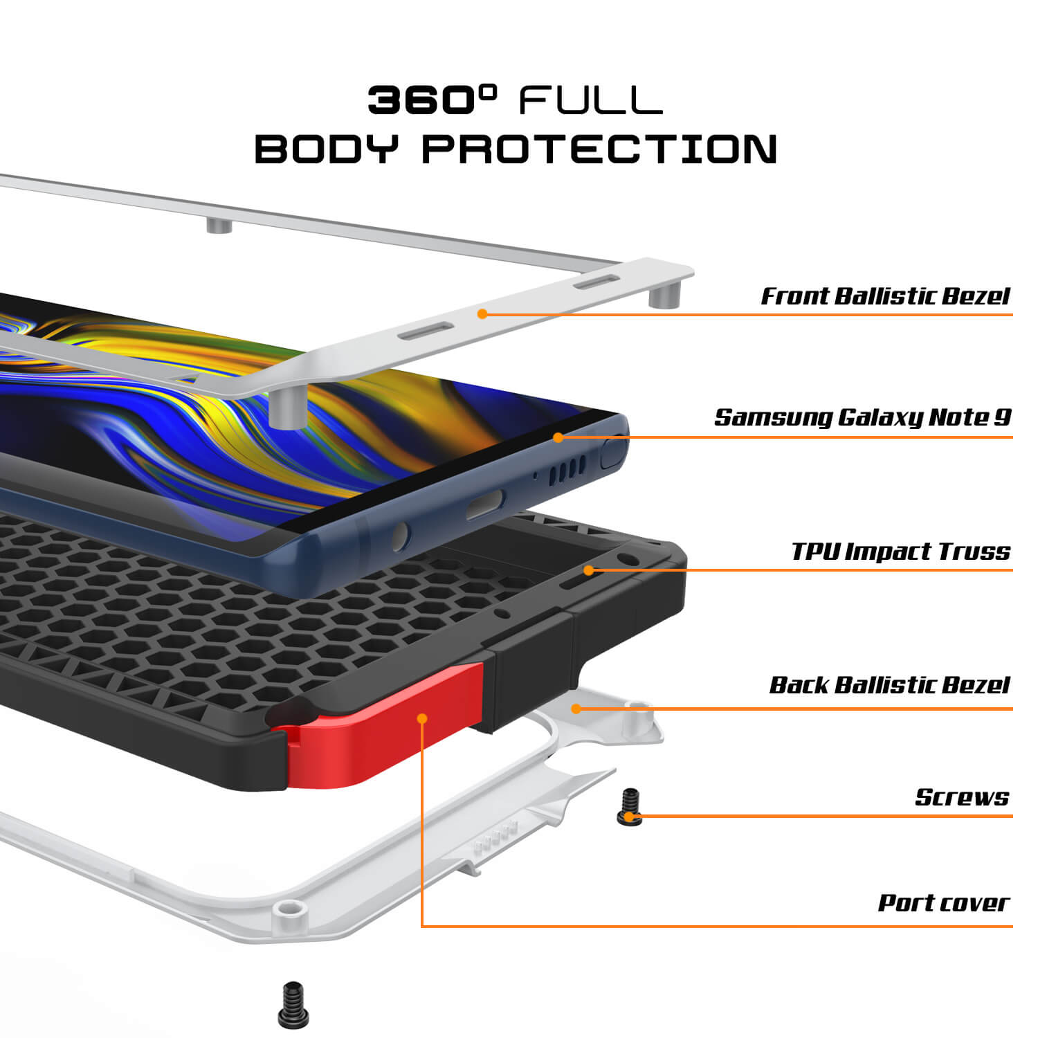 Galaxy Note 9  Case, PUNKcase Metallic White Shockproof  Slim Metal Armor Case [White]