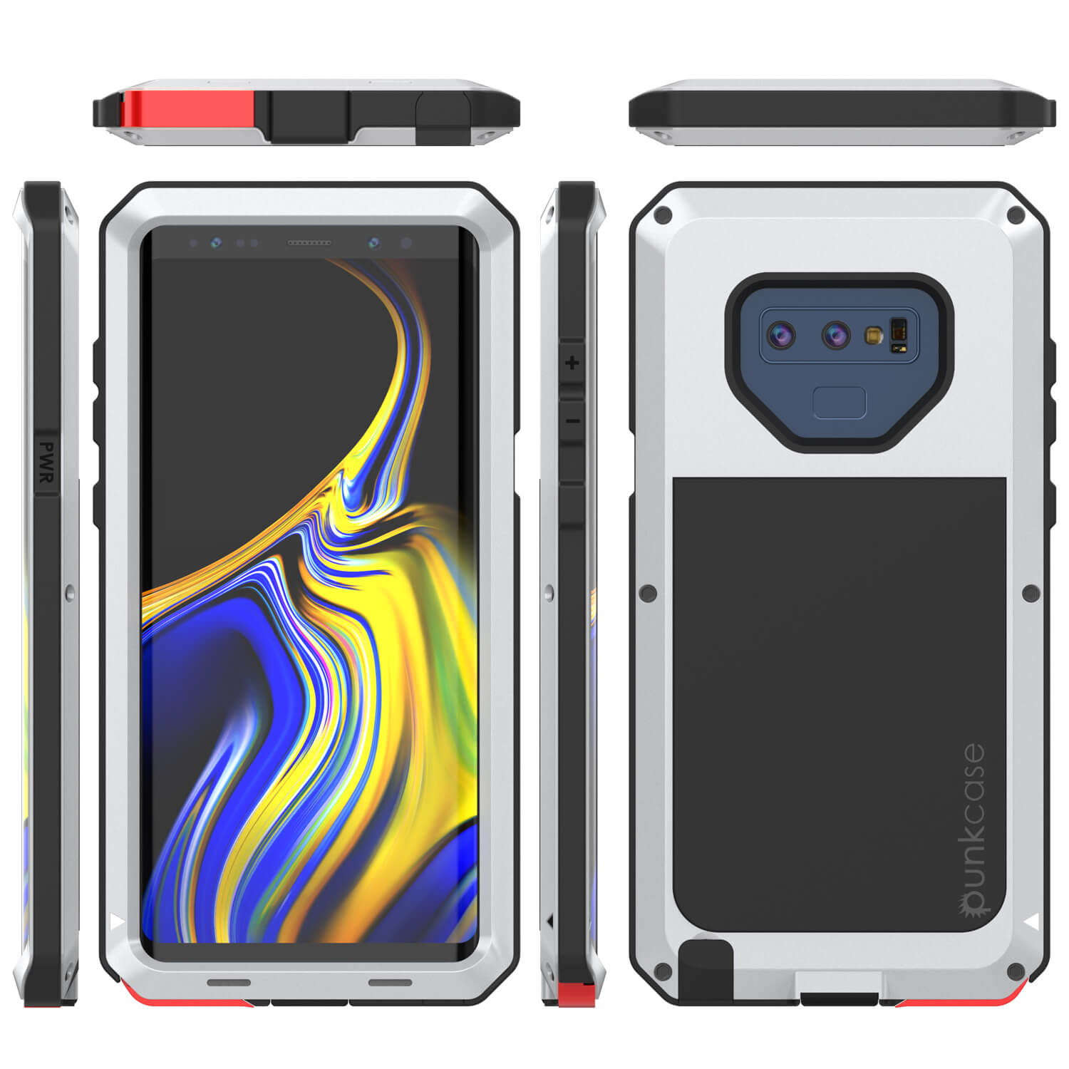 Galaxy Note 9  Case, PUNKcase Metallic White Shockproof  Slim Metal Armor Case [White]
