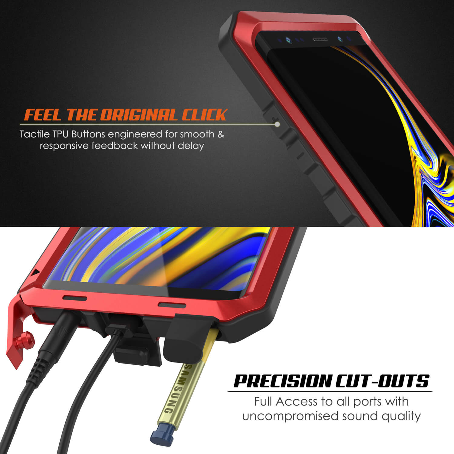 Galaxy Note 9  Case, PUNKcase Metallic Red Shockproof  Slim Metal Armor Case [Red]