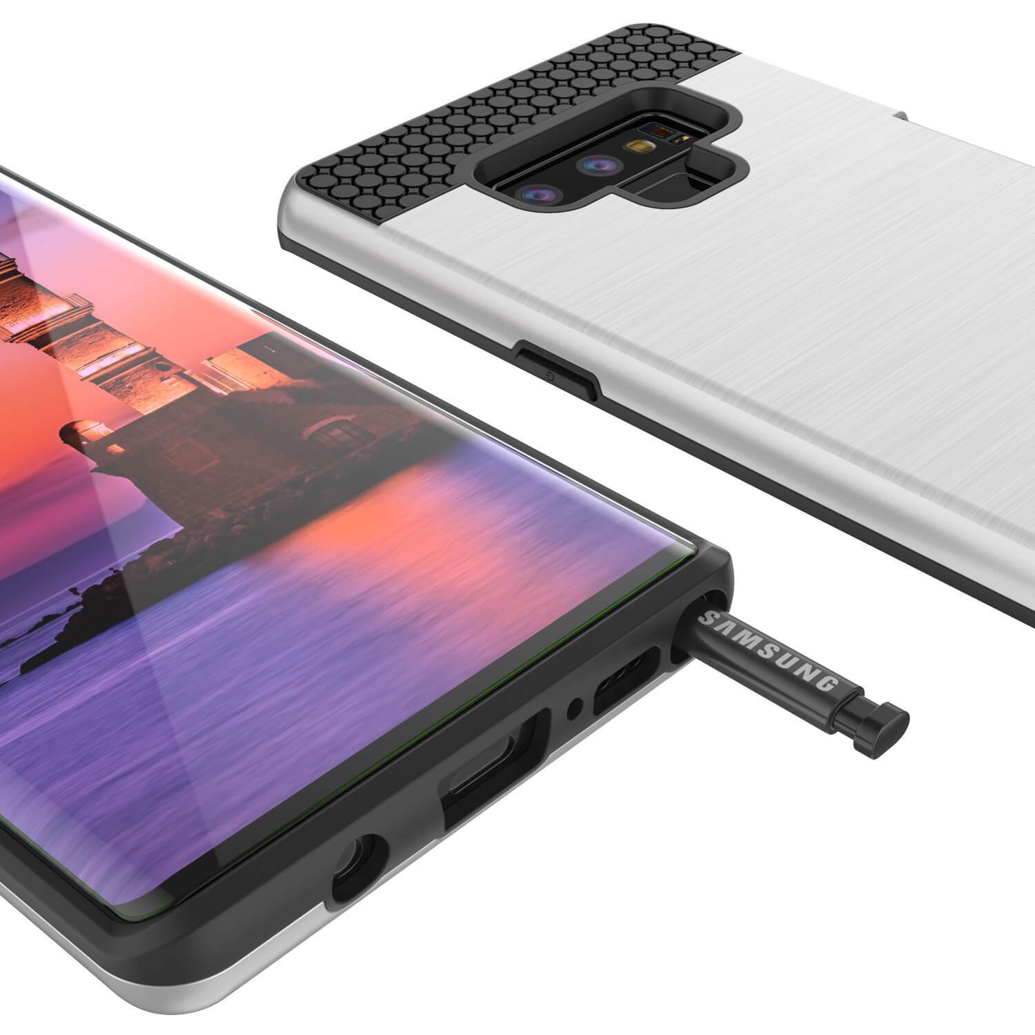 Galaxy Note 9 Case, PUNKcase [SLOT Series] Slim Fit  Samsung Note 9 [Silver]
