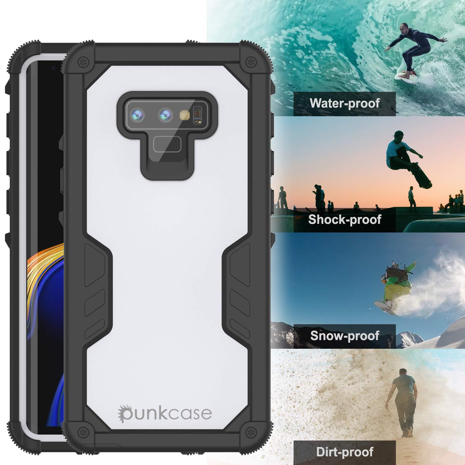 Punkcase Galaxy Note 9 Waterproof Case [Navy Seal Extreme Series] Armor Cover W/ Built In Screen Protector [White]