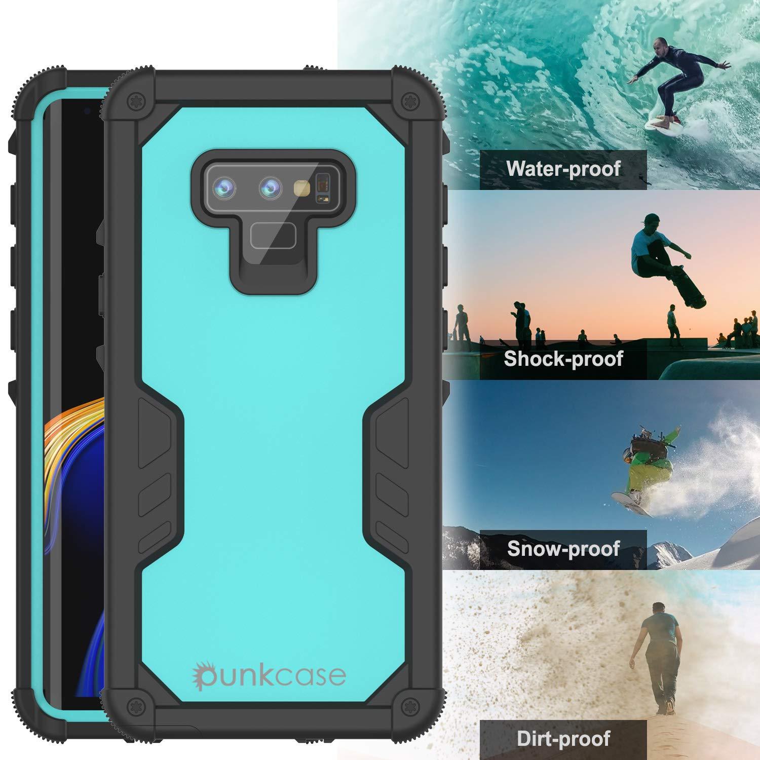 Punkcase Galaxy Note 9 Waterproof Case [Navy Seal Extreme Series] Armor Cover W/ Built In Screen Protector [Teal]